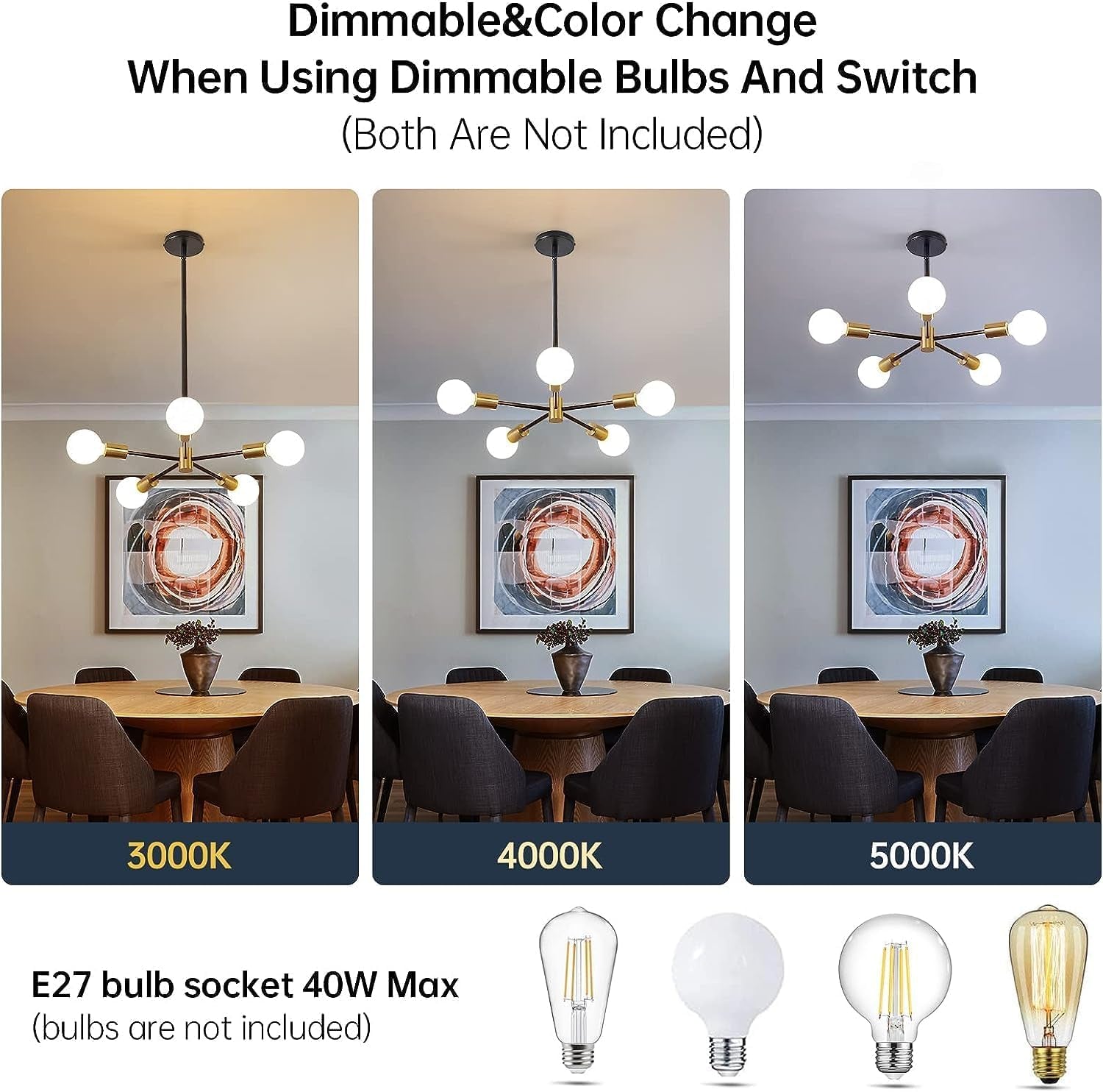 Sputnik Chandelier Black Gold Adjustable Ceiling Light-3