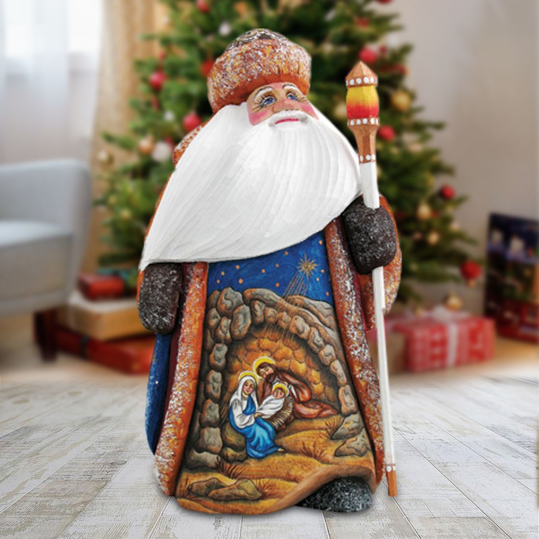 Upon a Clear Midnight Nativity Wood Carved Figurine by G. DeBrekht | Nativity Holiday Décor - 821460-0