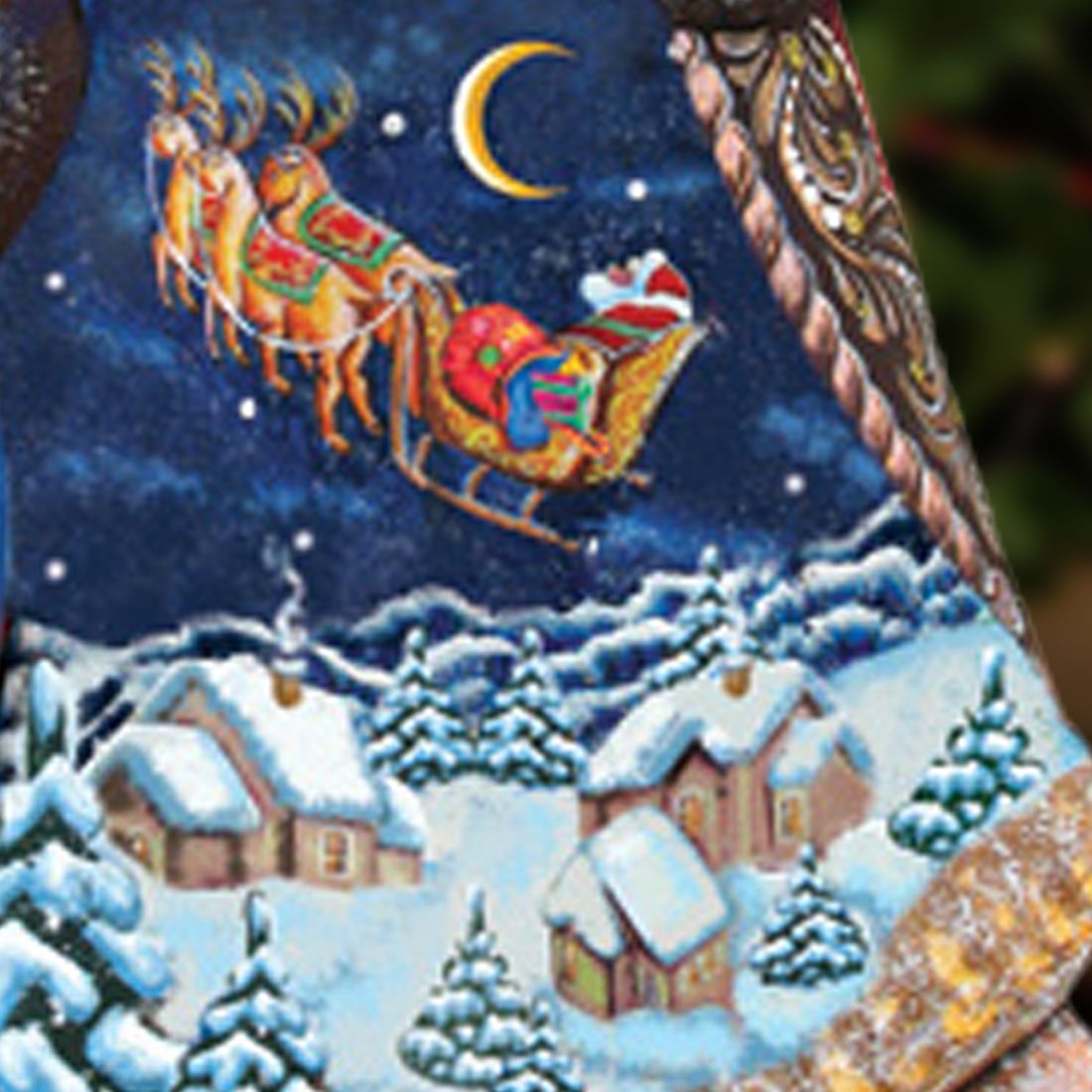 Up Away Dancing Santa Hand-Painted Wood Carved Masterpiece by G. DeBrekht | Christmas Décor - 8214813-2