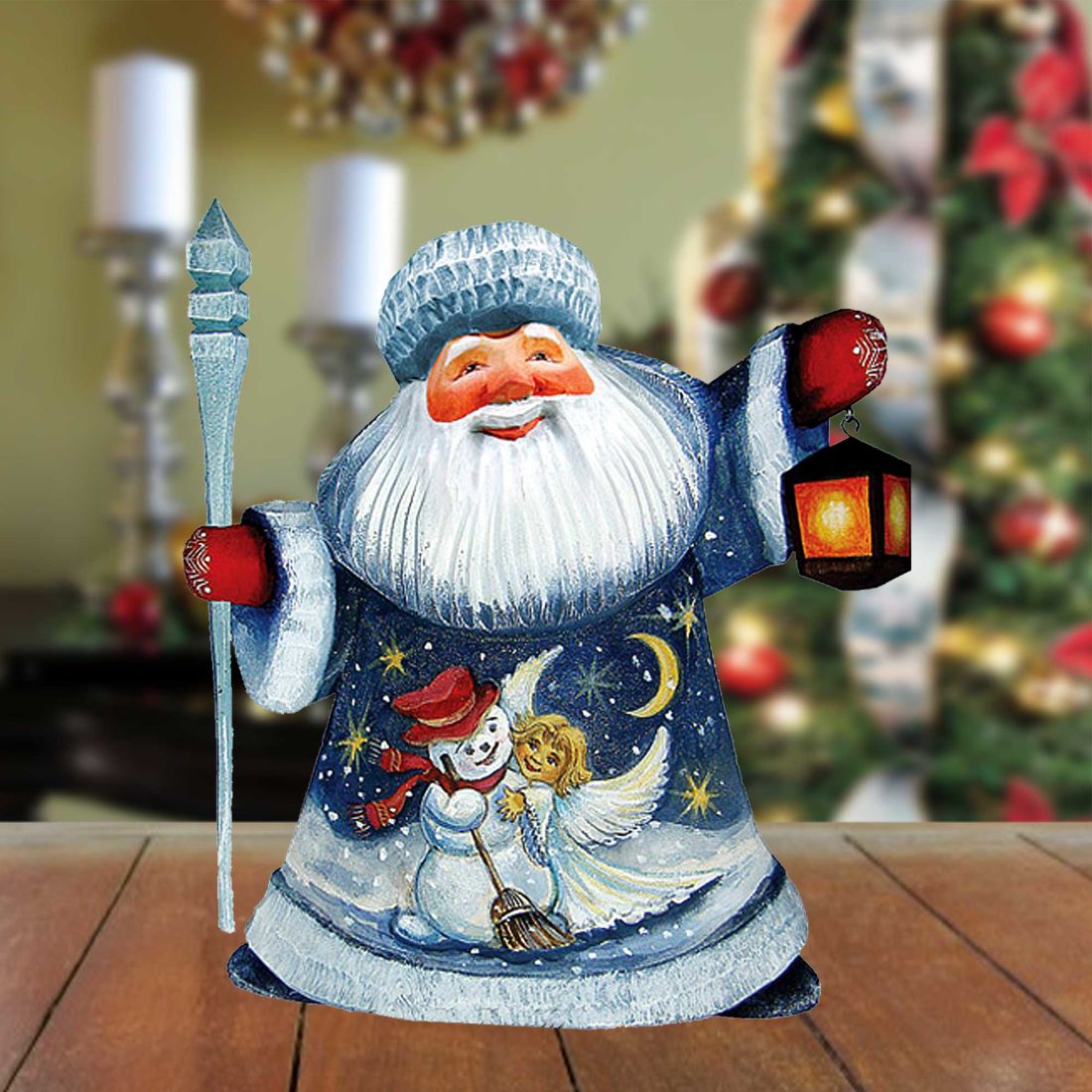 Santa Happy Couple Hand-Painted Wood Carved Masterpiece by G. DeBrekht | Nativity Holiday Décor - 8215671-0