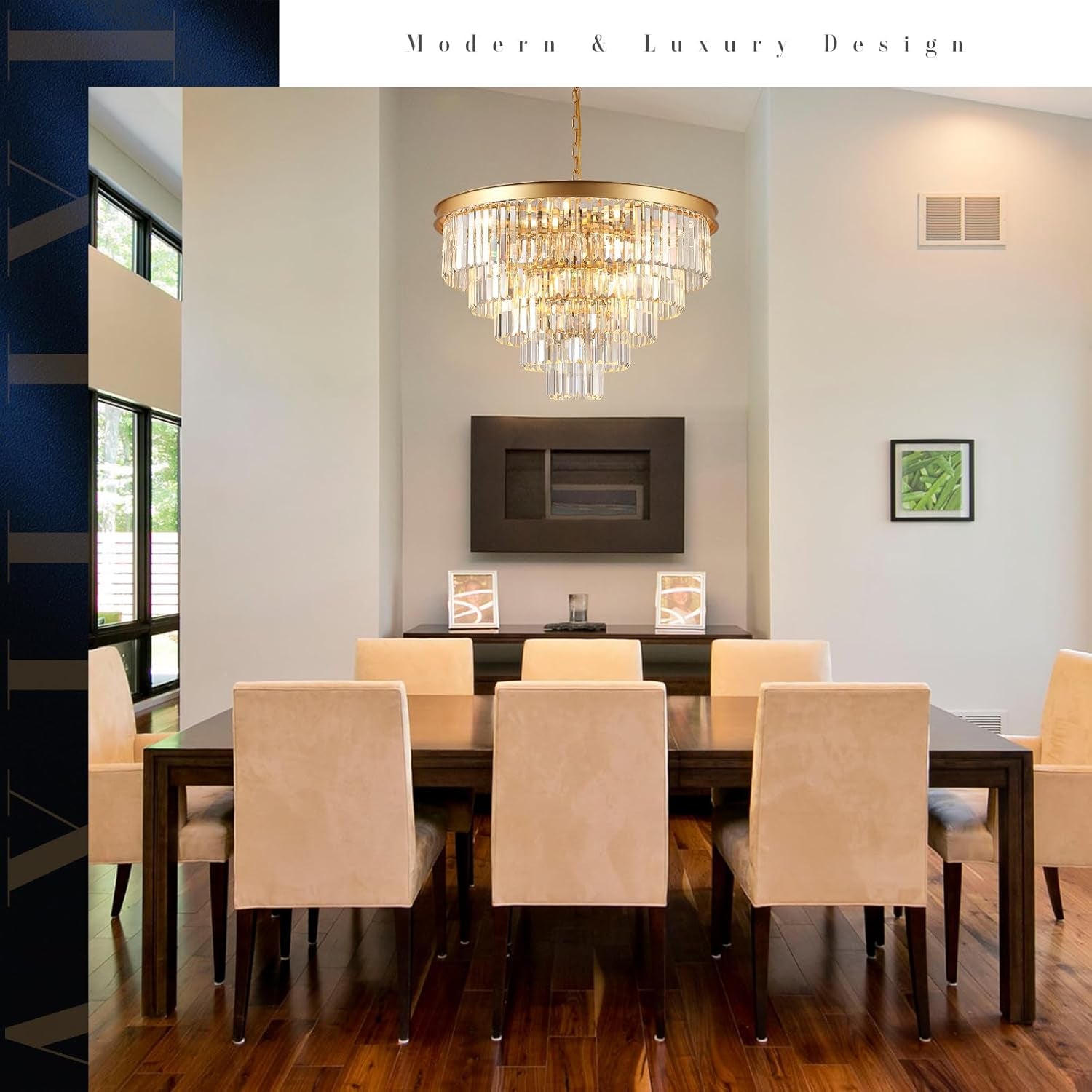 Large Gold Elegant Crystal Chandelier For Hallways-4