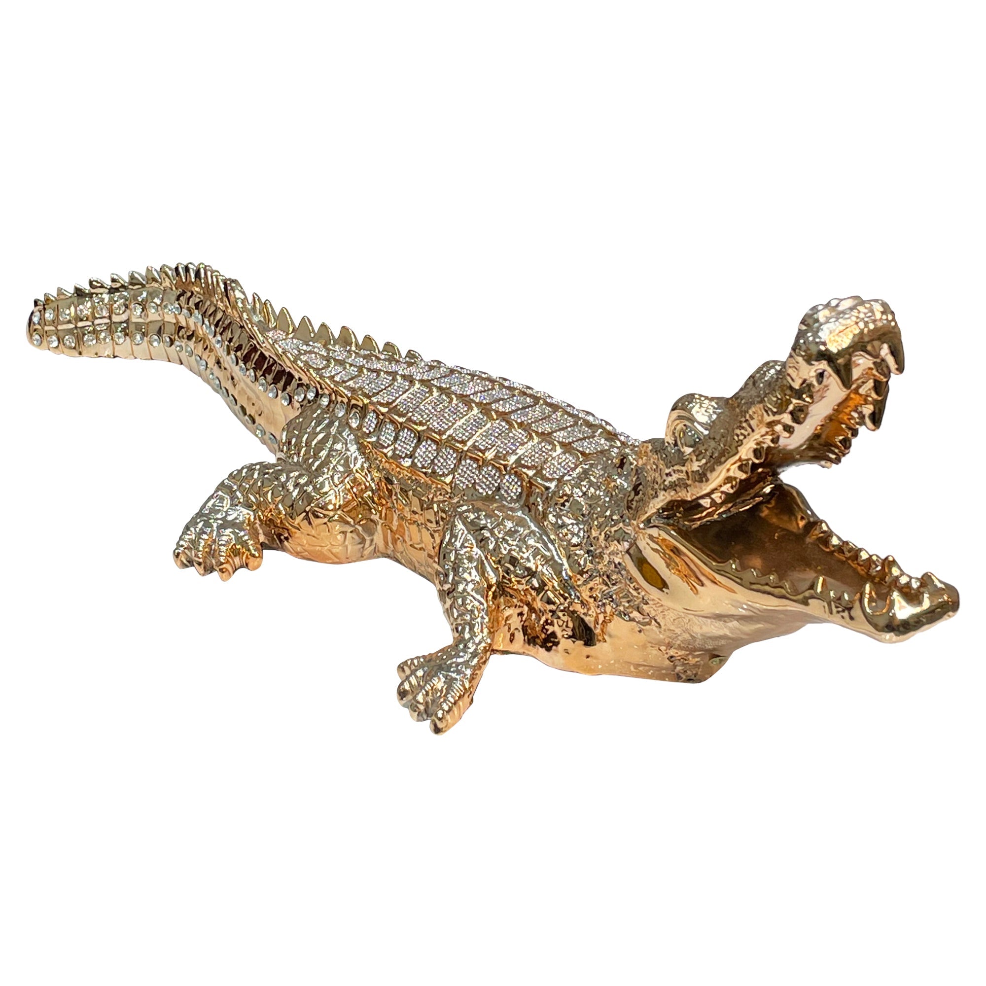 Ambrose Diamond Encrusted Gold Plated Crocodile-4