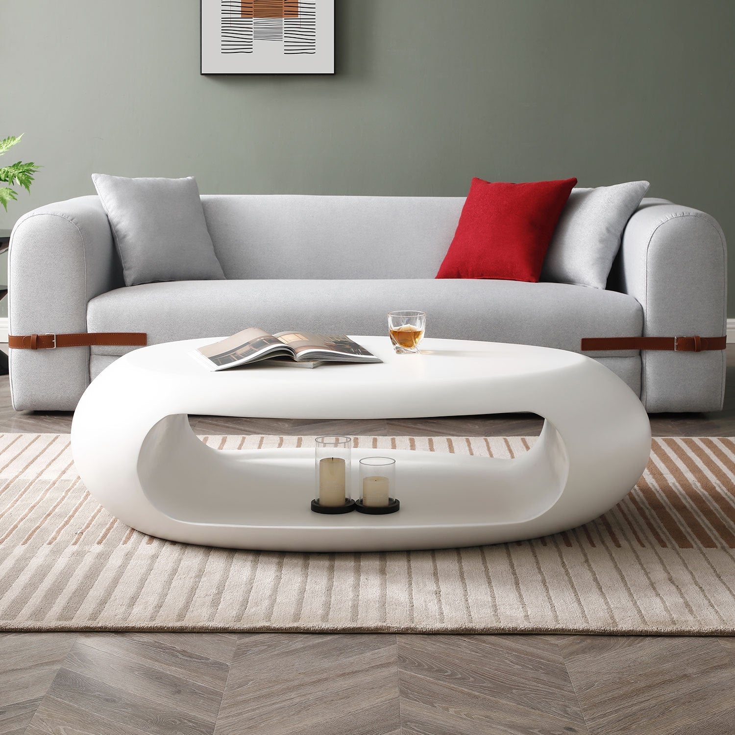 Modern Oval Fiberglass Coffee Table-4