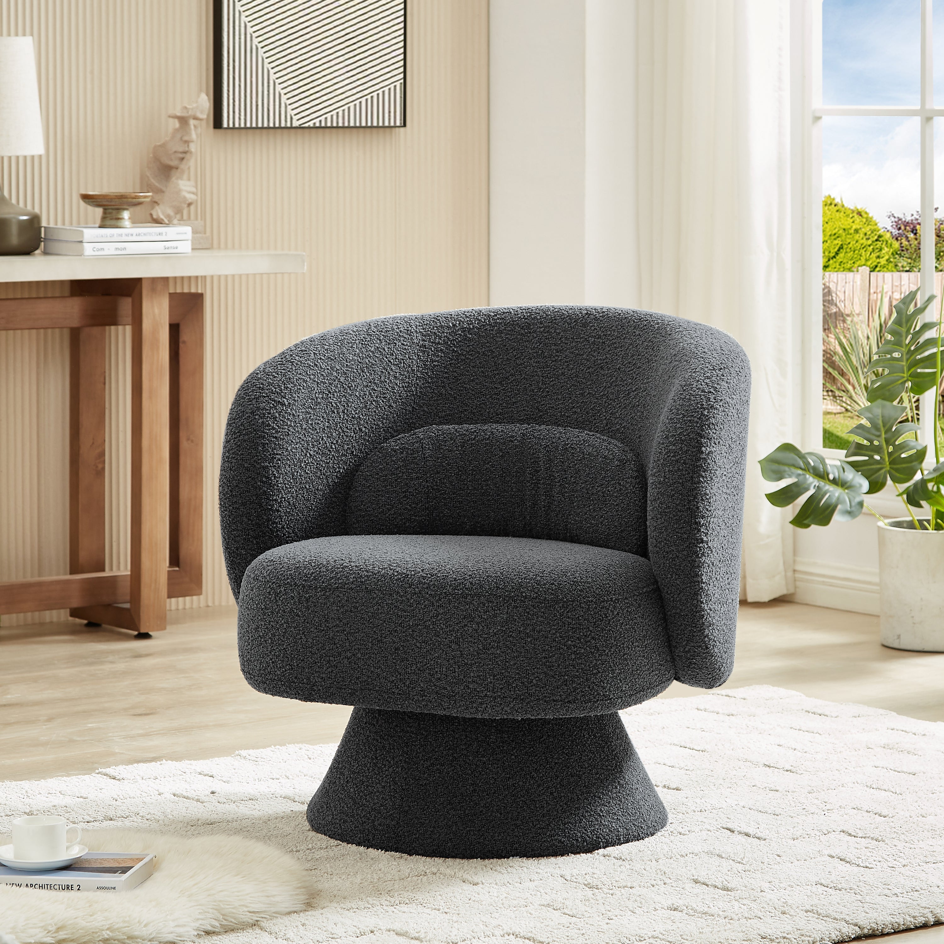 360 Degree Swivel Sherpa Accent Chair-3