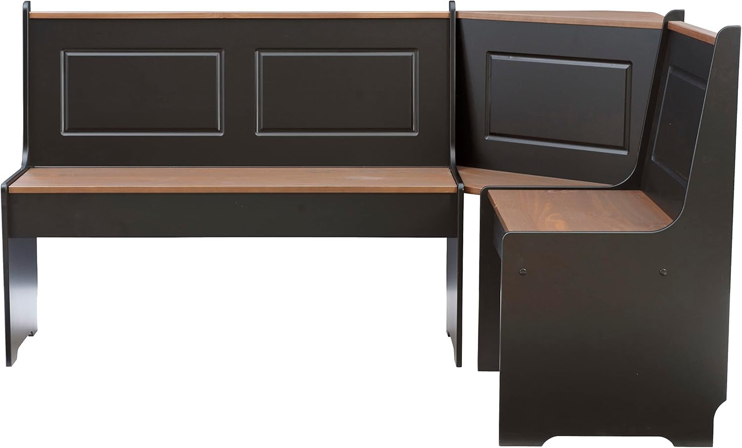 Black Pecan Five Seat Dining Set With Storage Benches