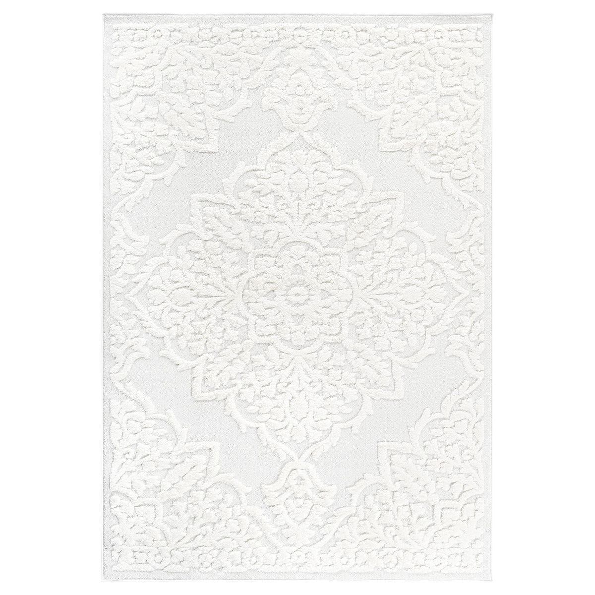 Step Collection High-Low Medallion Cream/Cream Indoor Area Rug