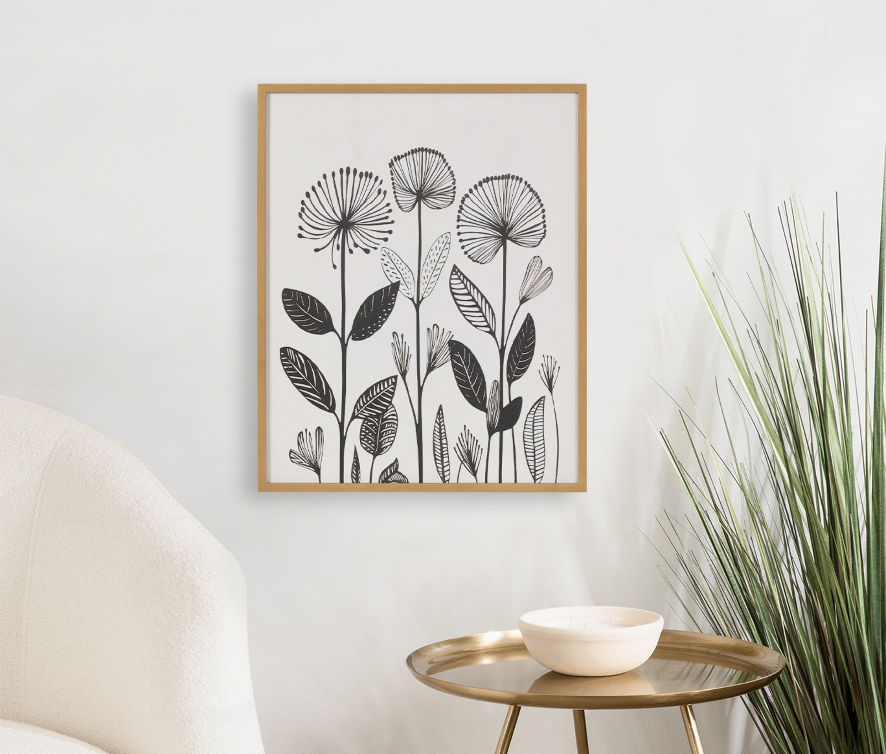 Gallery Simple Modern Linocut Botanicals Print by The Creative Bunch Studio