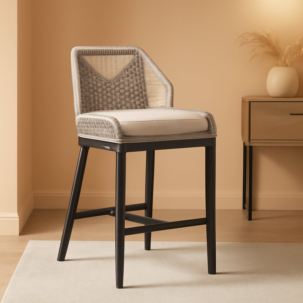 Counter Height Rattan Bar Stools Set Of 4 With Back