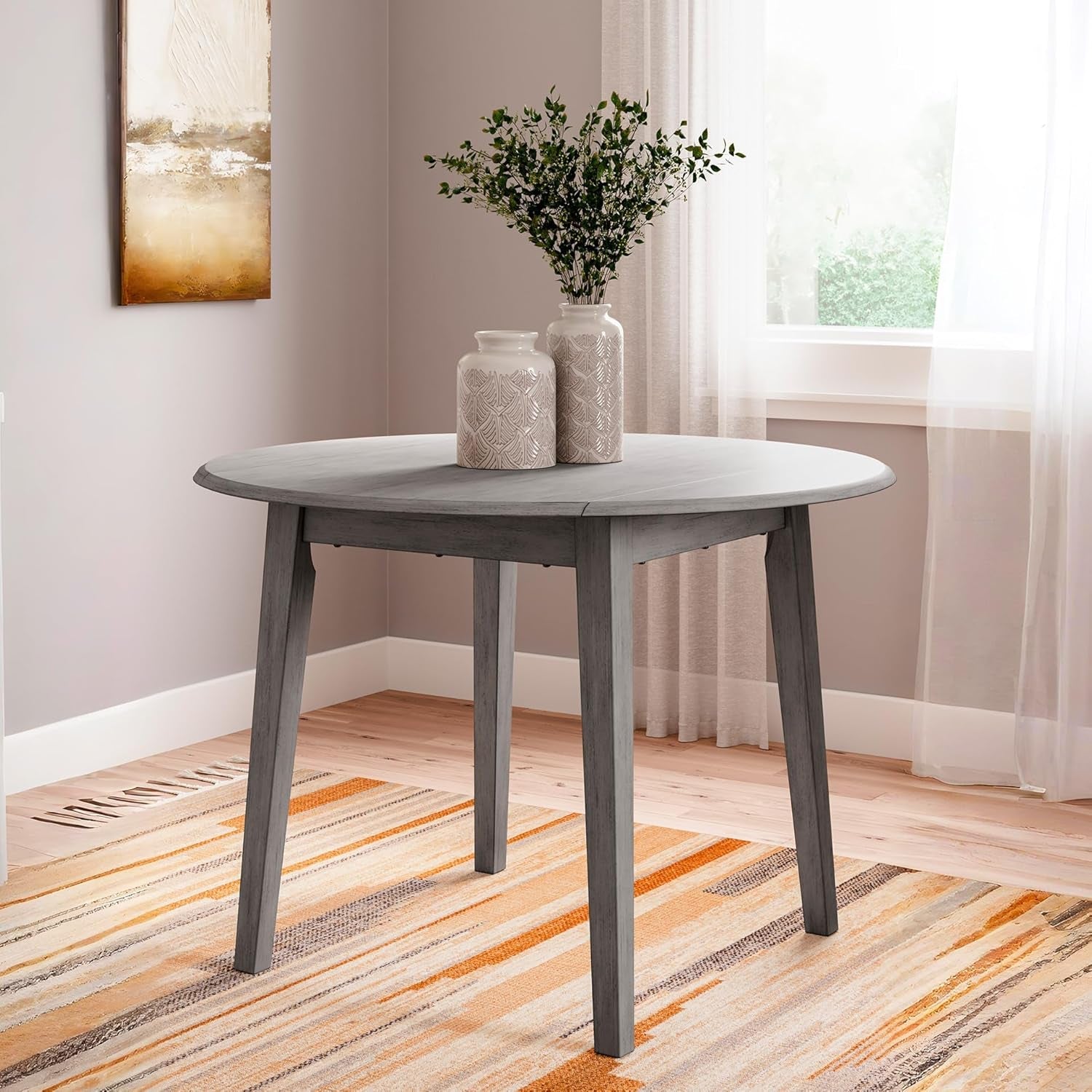 Gray Drop Leaf Dining Table Seats Four With Two Leaves