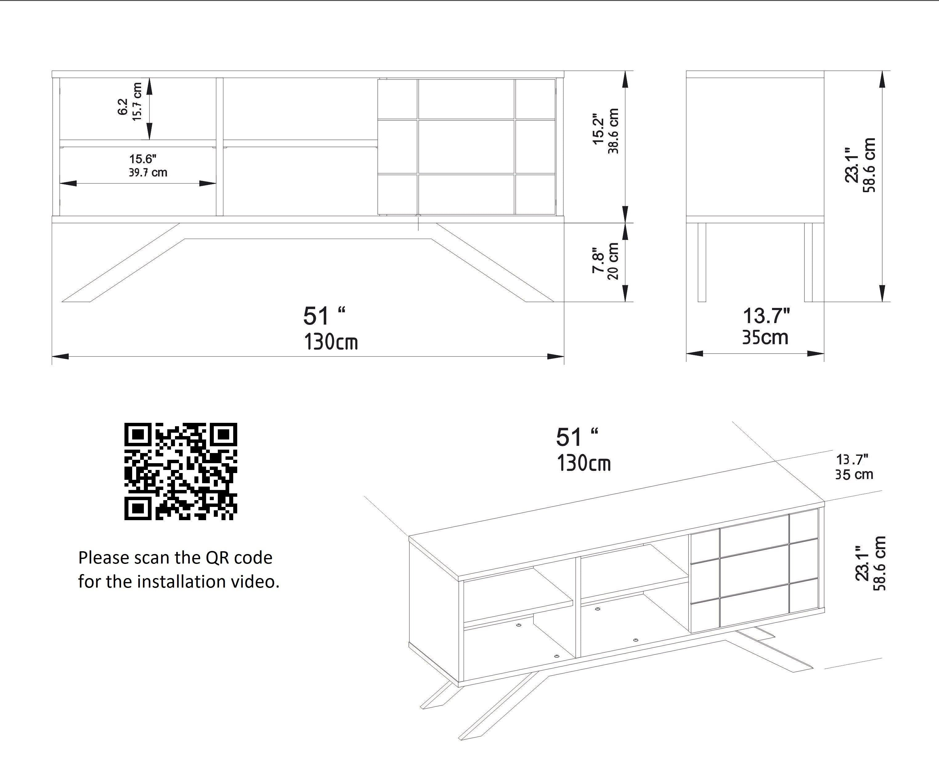 North 51" TV Stand and Media Console with A Cabinet and Shelves