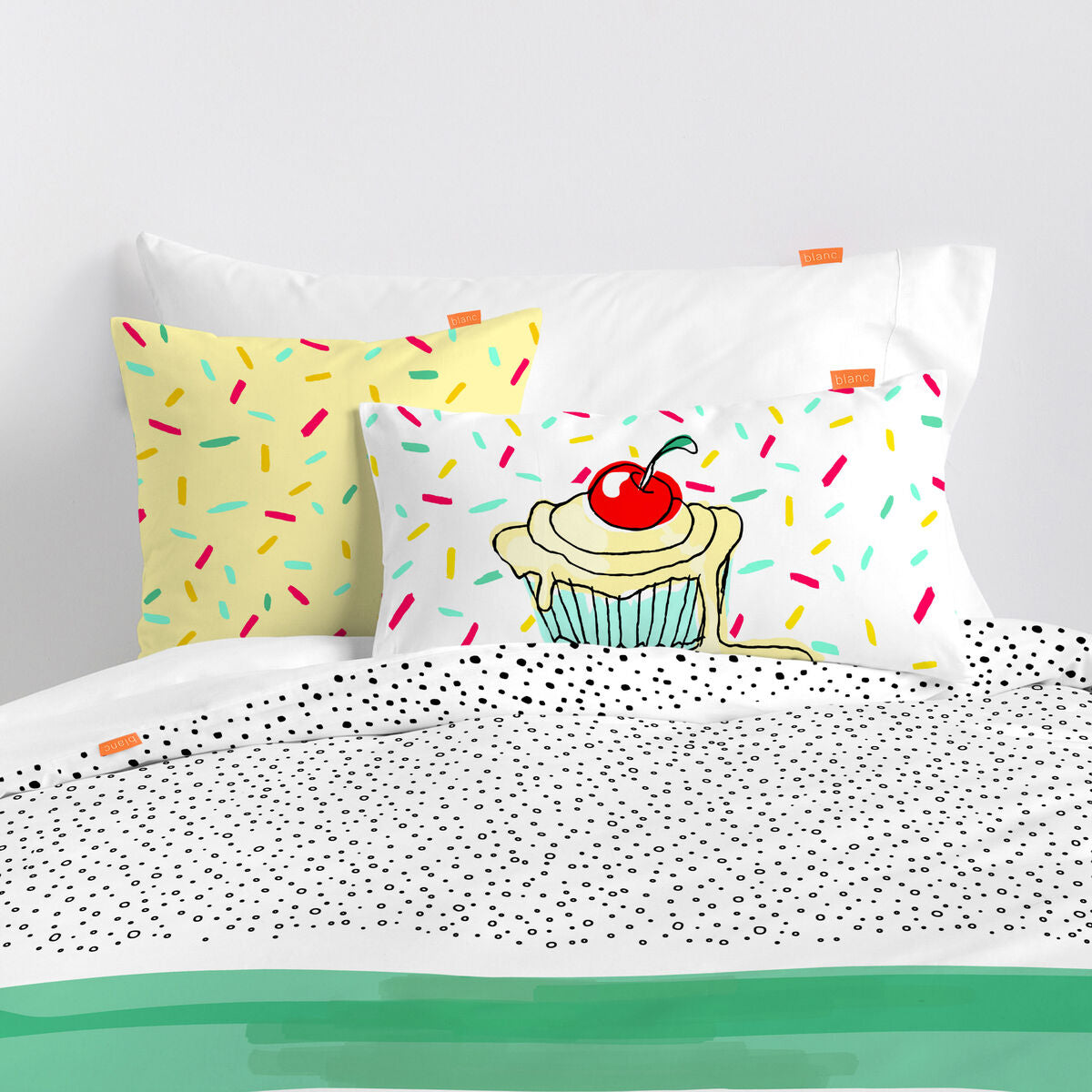 Duvet cover set HappyFriday Blanc Kids Topping Multicolour Single 2 Pieces-1