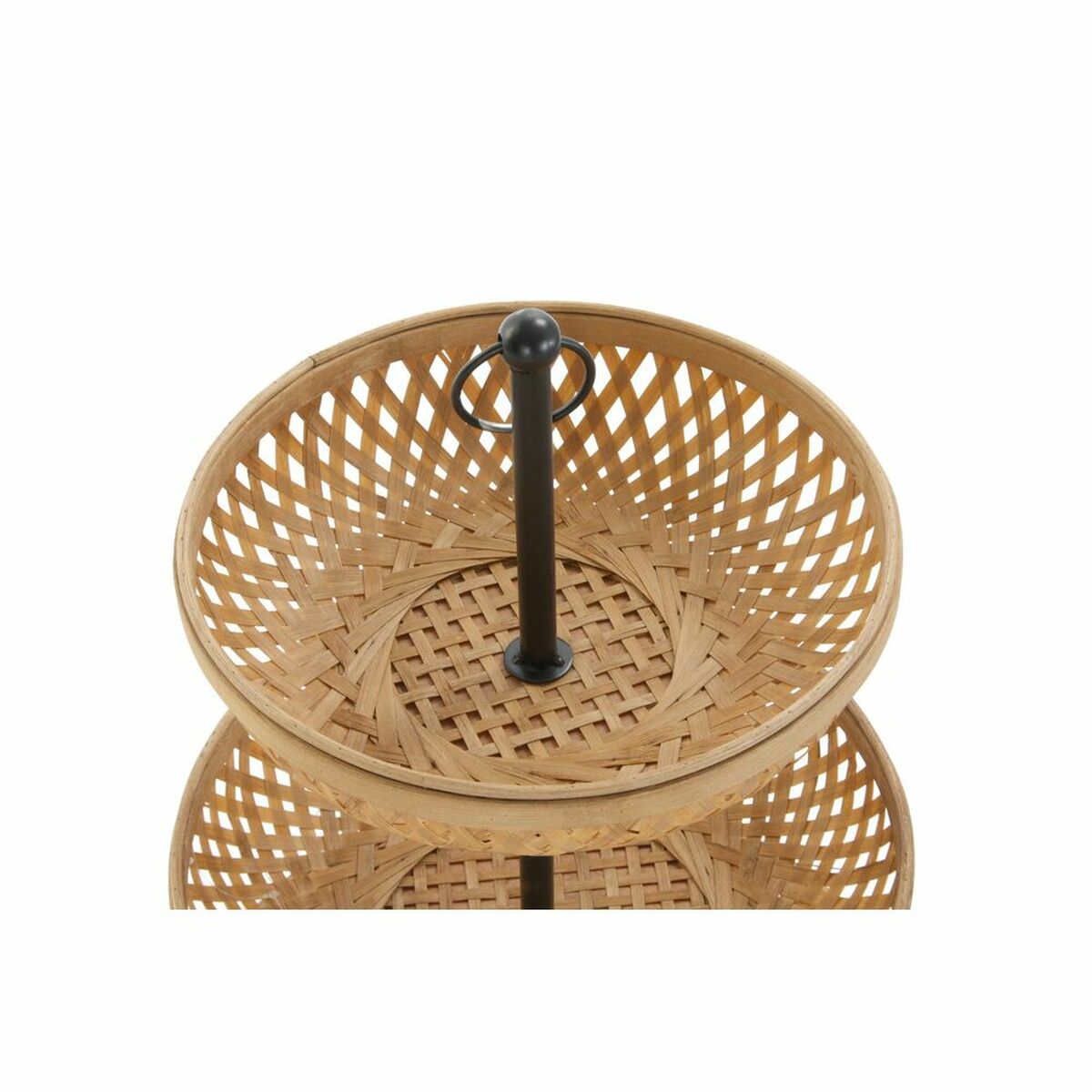 Fruit Bowl DKD Home Decor Black Metal Brown Bamboo 40 x 40 x 70 cm-1