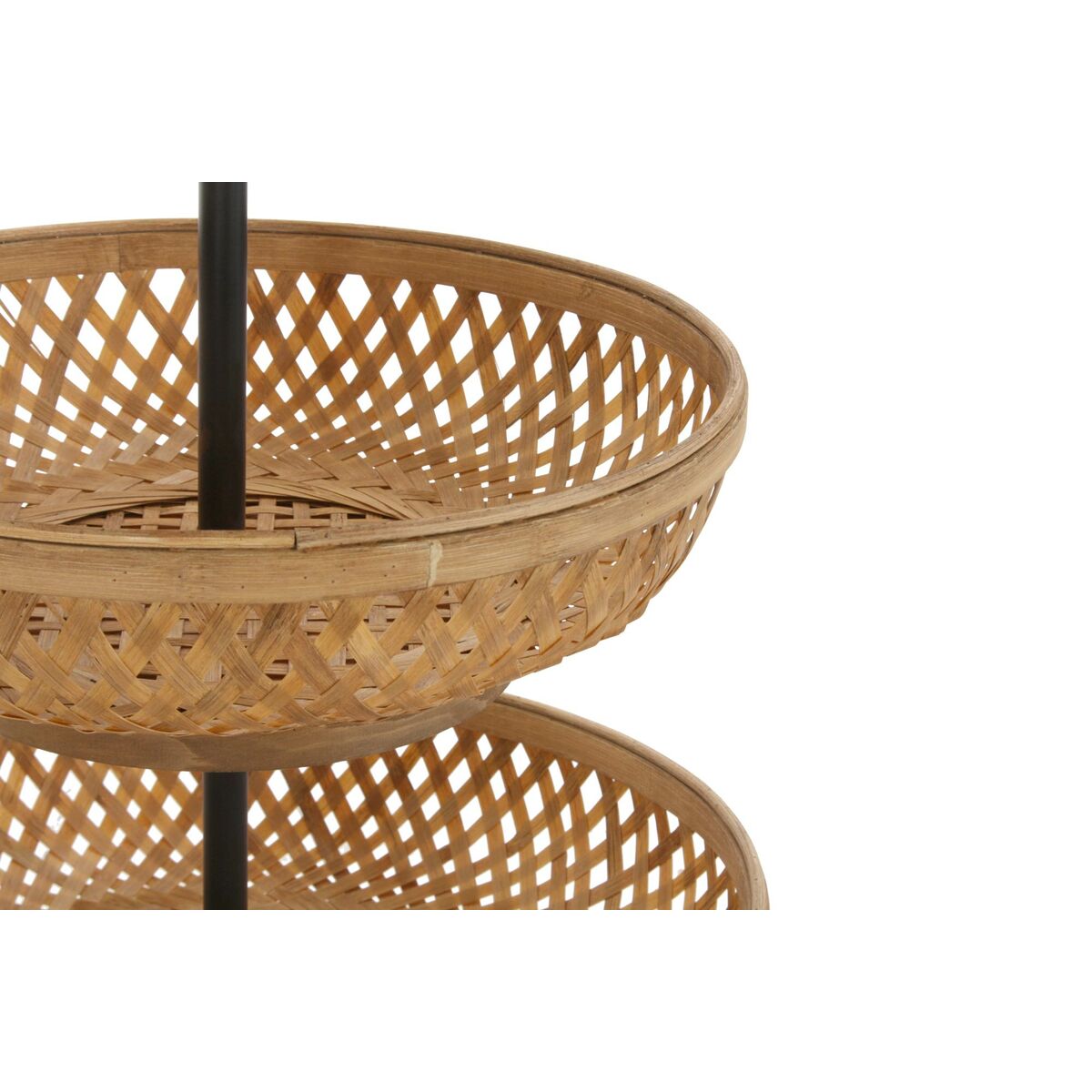 Fruit Bowl DKD Home Decor Black Metal Brown Bamboo 40 x 40 x 70 cm-2