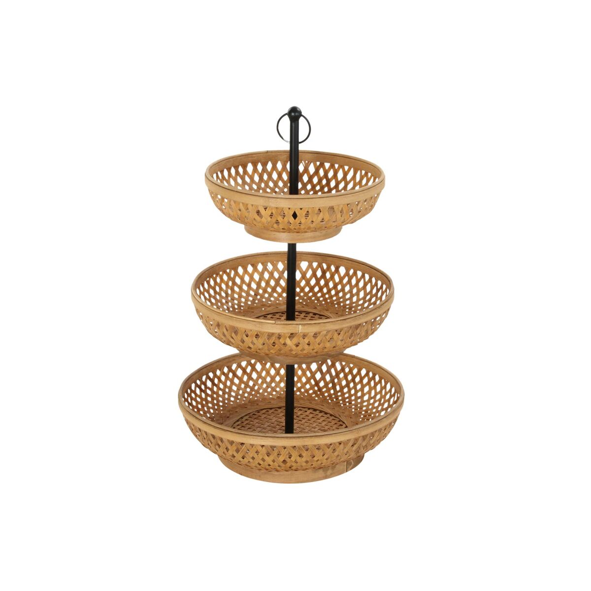 Fruit Bowl DKD Home Decor Black Metal Brown Bamboo 40 x 40 x 70 cm-0