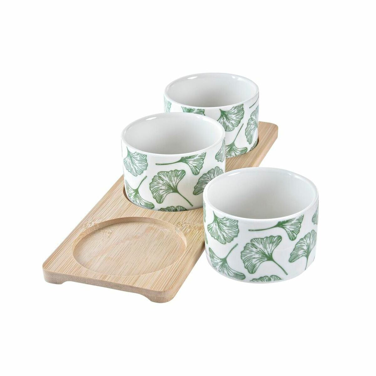 Appetizer Set DKD Home Decor Bamboo Stoneware Sheets 3 Pieces 4 Pieces 28 x 9,7 x 1,5 cm-3