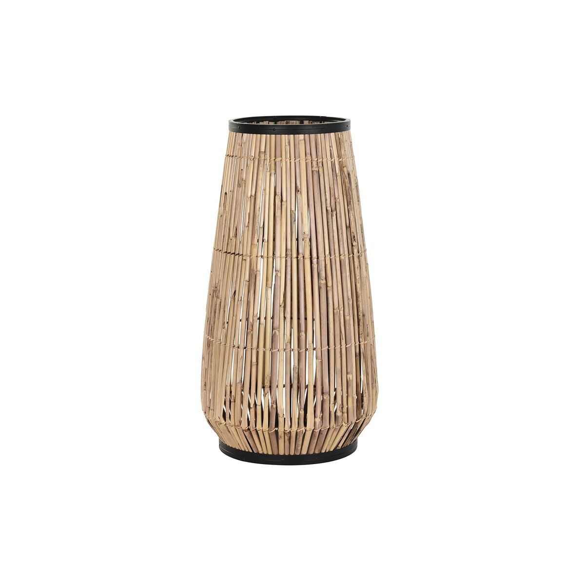 Vase DKD Home Decor Natural Black Metal Rattan 38 x 38 x 73 cm-0