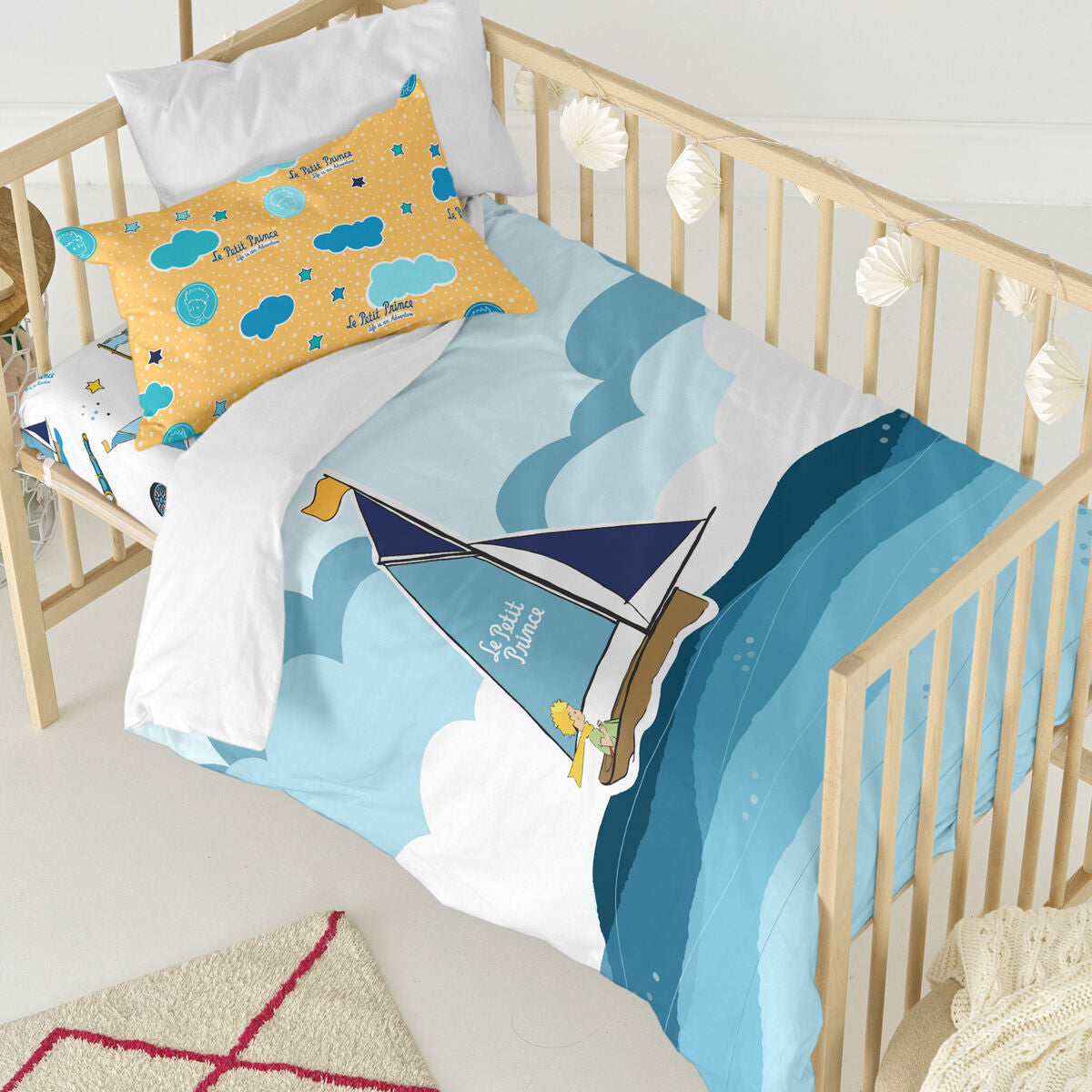 Duvet cover set HappyFriday Le Petit Prince Navigateur Multicolour Baby Crib 2 Pieces-5