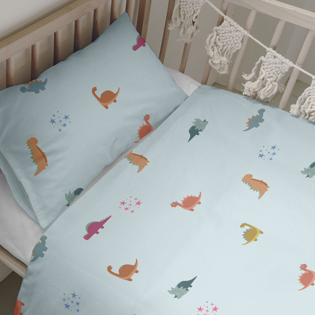 Duvet cover set HappyFriday Mini dinosaur Multicolour Baby Crib 2 Pieces-4