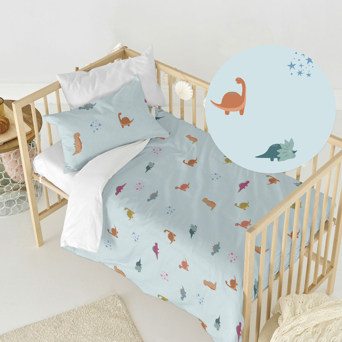 Duvet cover set HappyFriday Mini dinosaur Multicolour Baby Crib 2 Pieces-3