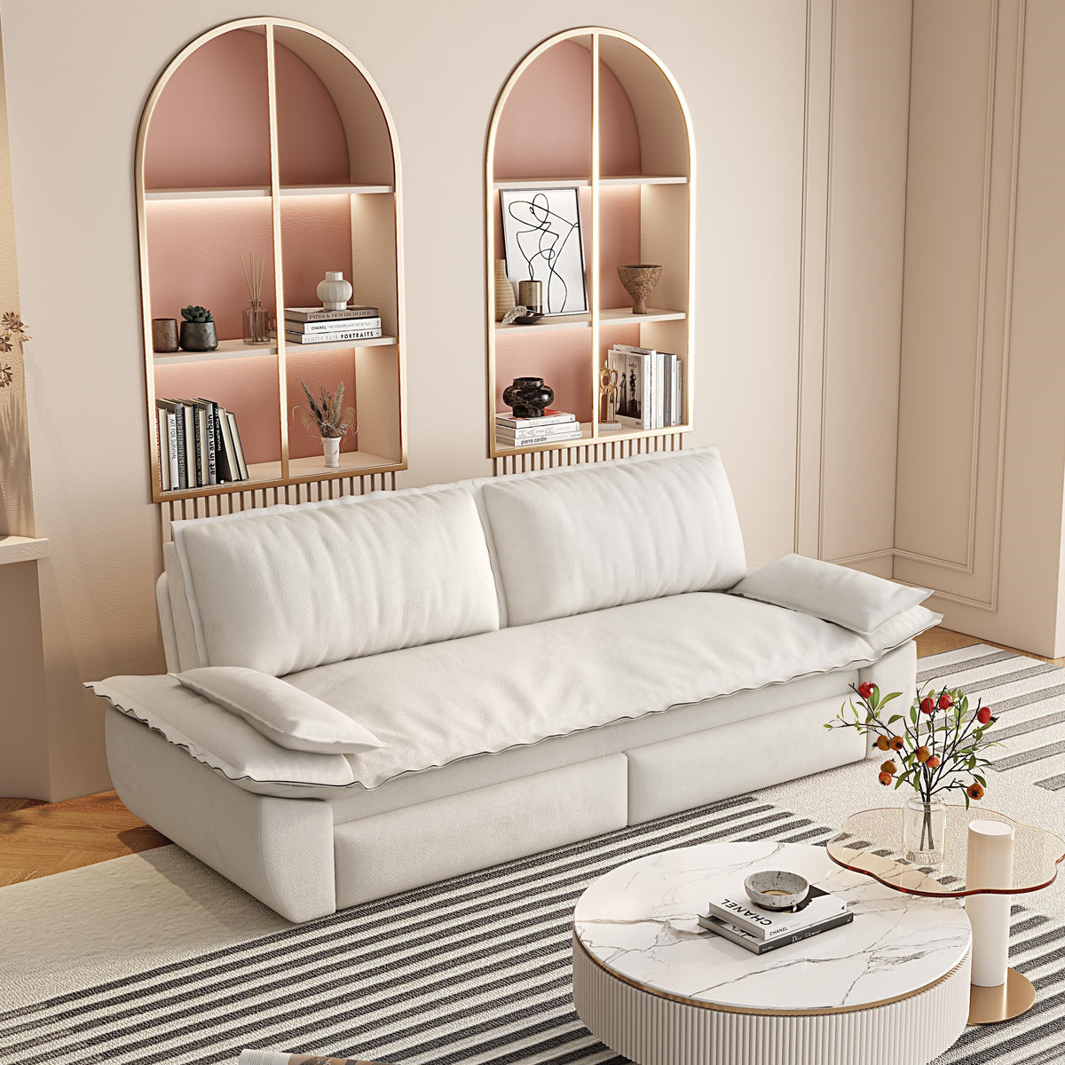 73.2" Queen Pull Out Sofa Bed - 3-in-1 Convertible Velvet Loveseat