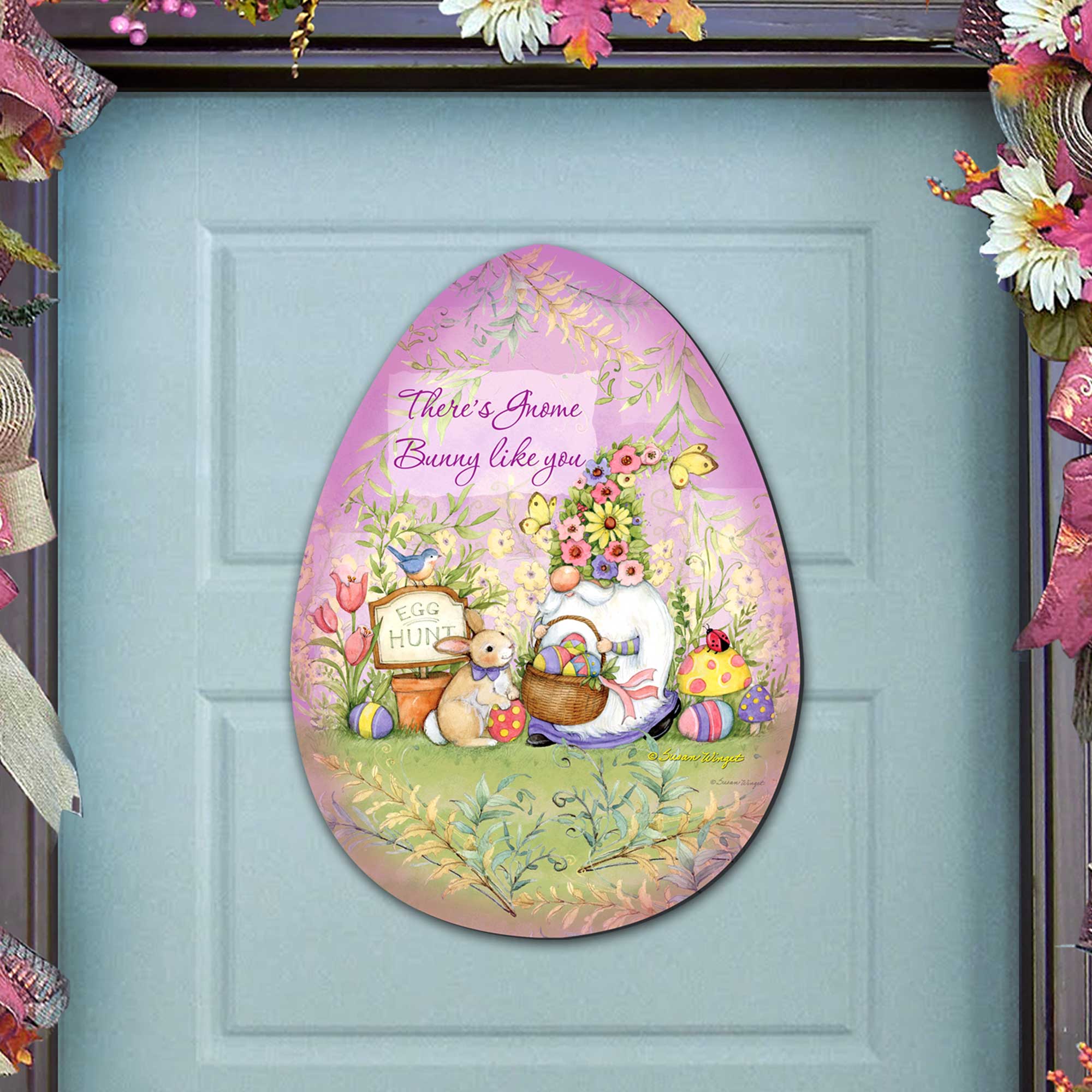 Bunny Garden Gnome Door Decor by Susan Winget | Easter Spring Decor - 8471121H-SW-0