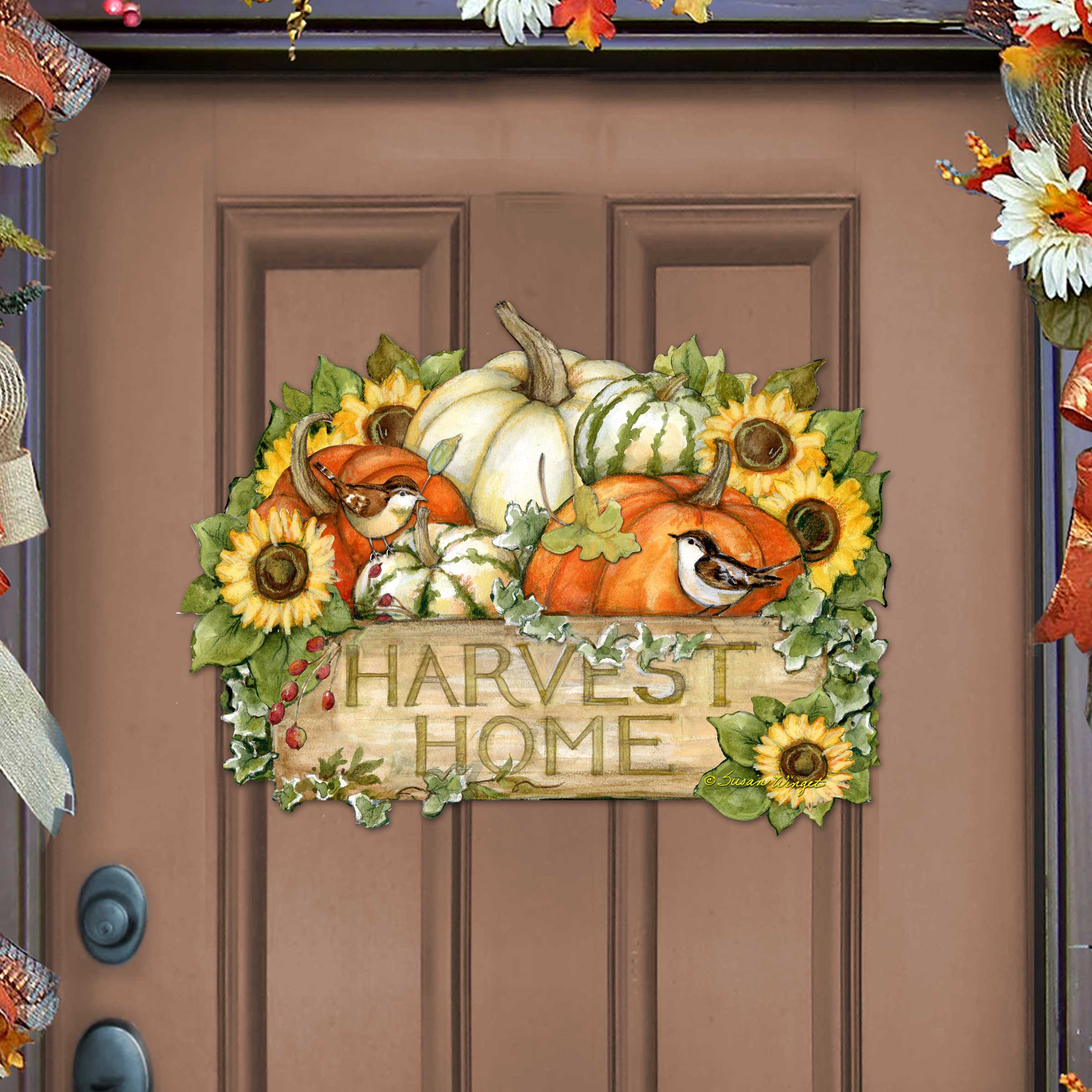 Harvest Welcome sign | Fall Decoration | Cornucopia Door Décor | Welcome fall| Handmade Gift | Autumn Porch decor - 8471210H-SW-0