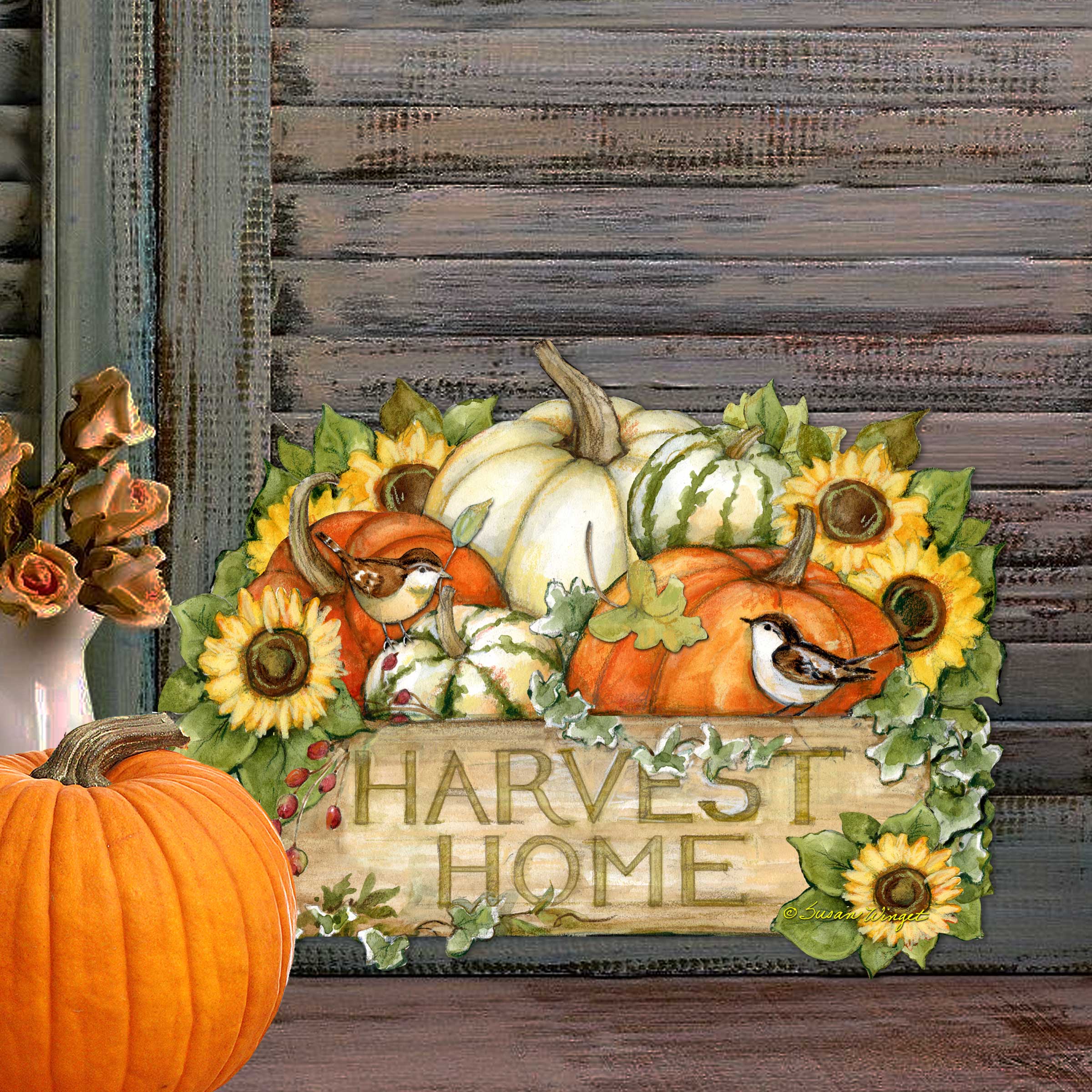 Harvest Welcome sign | Fall Decoration | Cornucopia Door Décor | Welcome fall| Handmade Gift | Autumn Porch decor - 8471210H-SW-3