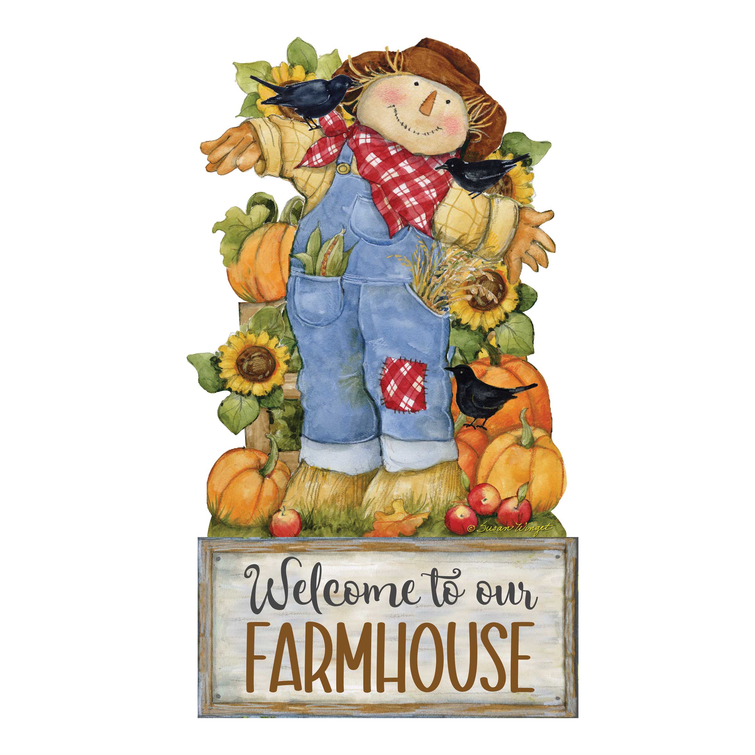 Farmhouse door hanger fall Decoration | Harvest Scarecrow Welcome sign| Handmade Gift | Autumn Adornment - 8471211-2H-SW-4