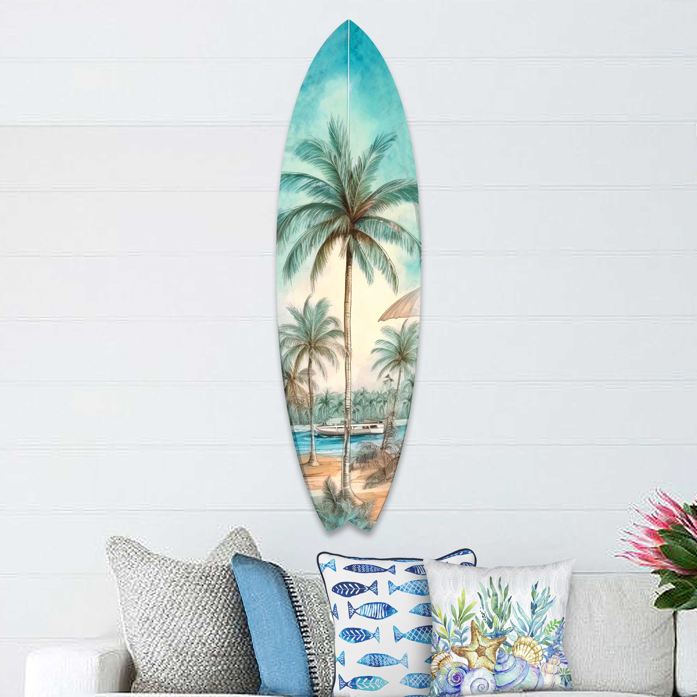 Tropical Surfboard Coastal Wall Art by G. DeBrekht | Coastal Holiday Décor - 8490111HS-0