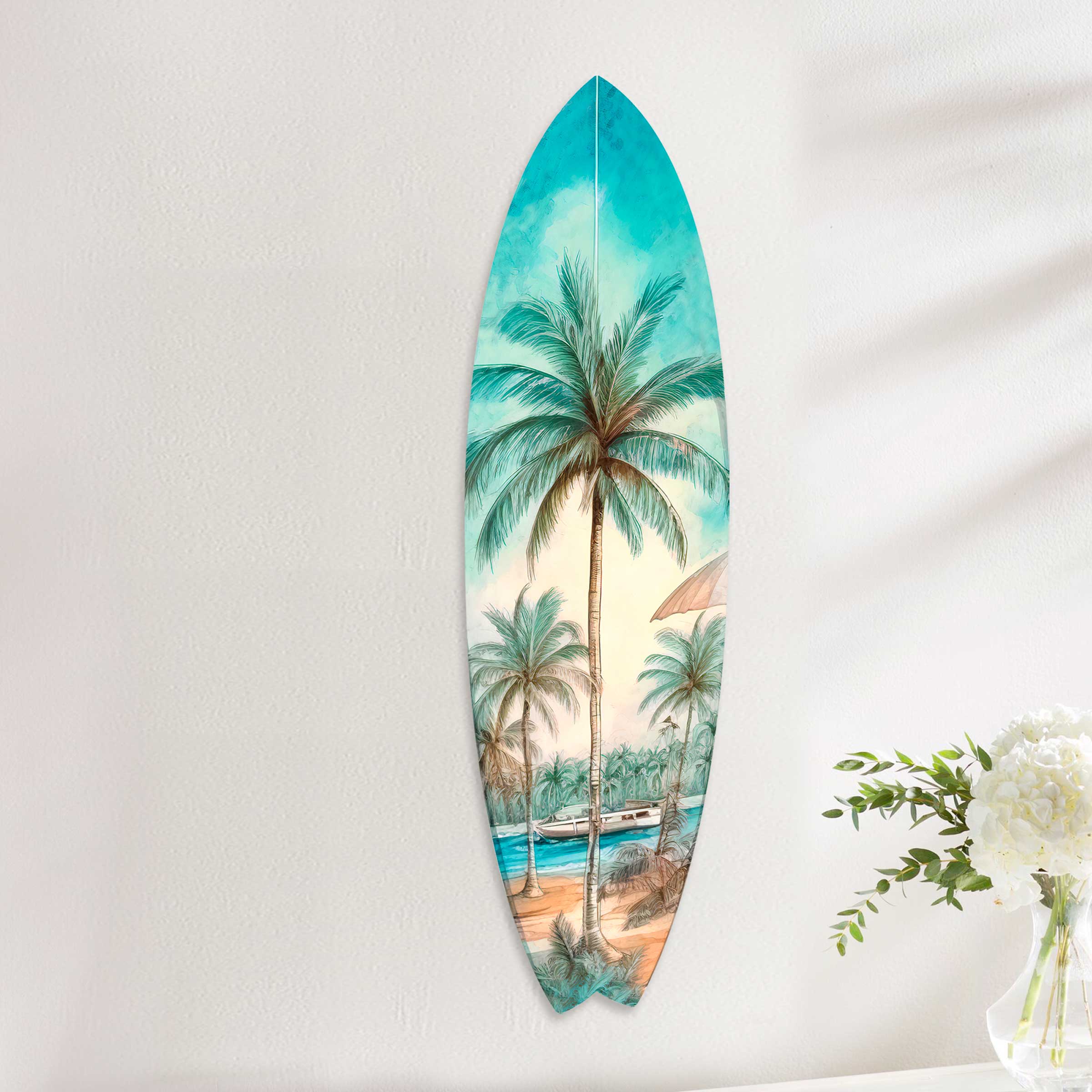 Tropical Surfboard Coastal Wall Art by G. DeBrekht | Coastal Holiday Décor - 8490111HS-1