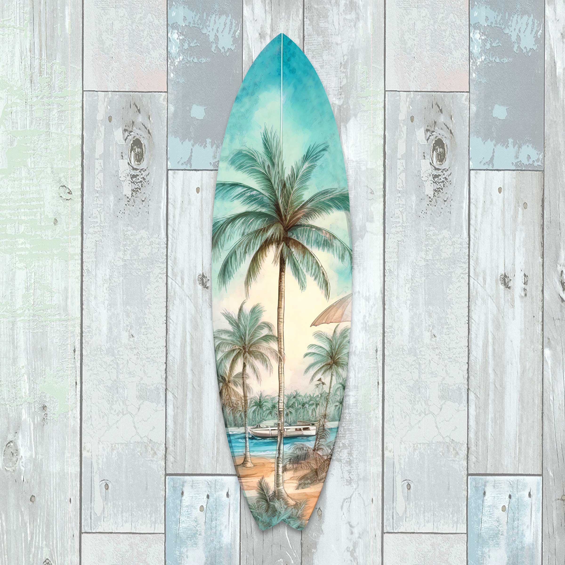 Tropical Surfboard Coastal Wall Art by G. DeBrekht | Coastal Holiday Décor - 8490111HS-2