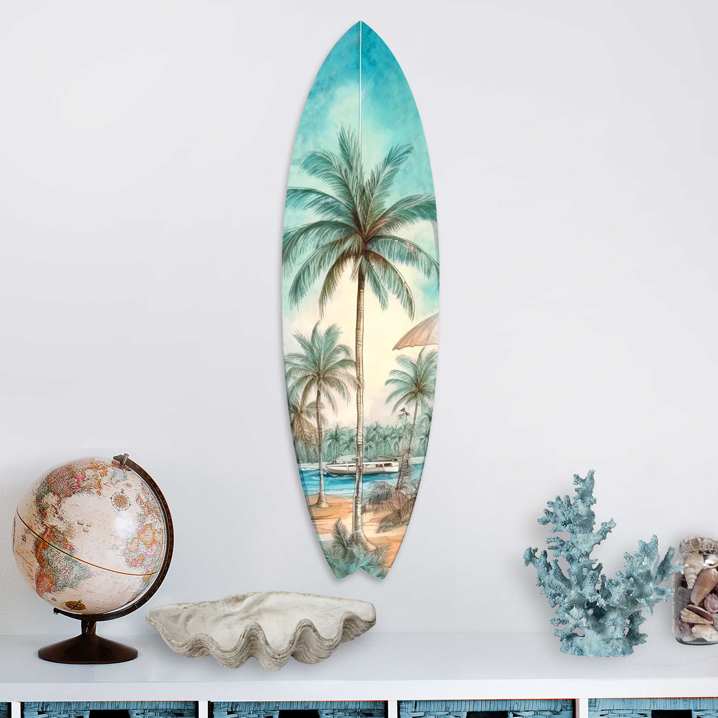 Tropical Surfboard Coastal Wall Art by G. DeBrekht | Coastal Holiday Décor - 8490111HS-3