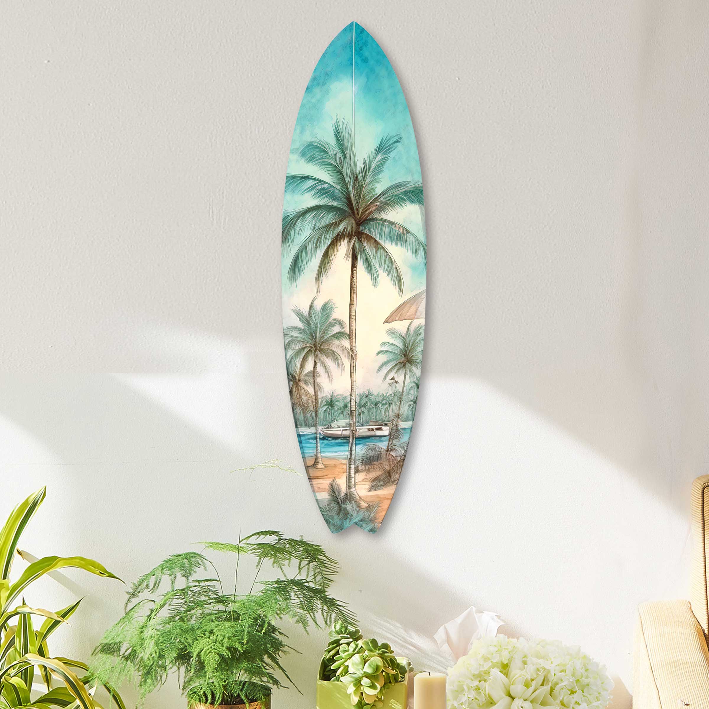 Tropical Surfboard Coastal Wall Art by G. DeBrekht | Coastal Holiday Décor - 8490111HS-4