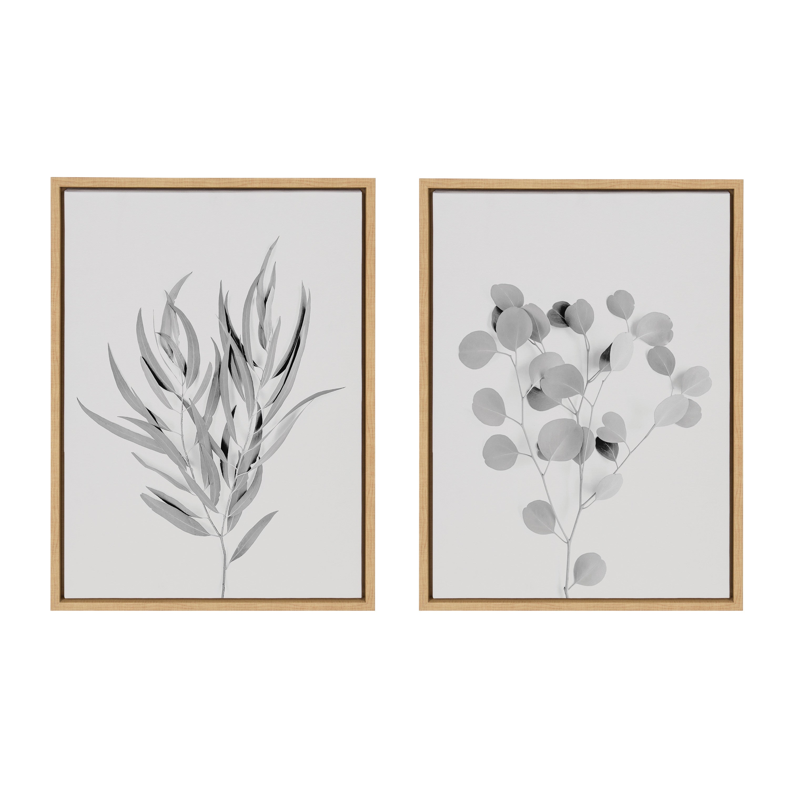 Sylvie Neutral Botanical 1 and 2 Soft White Framed Canvas by The Creative Bunch Studio