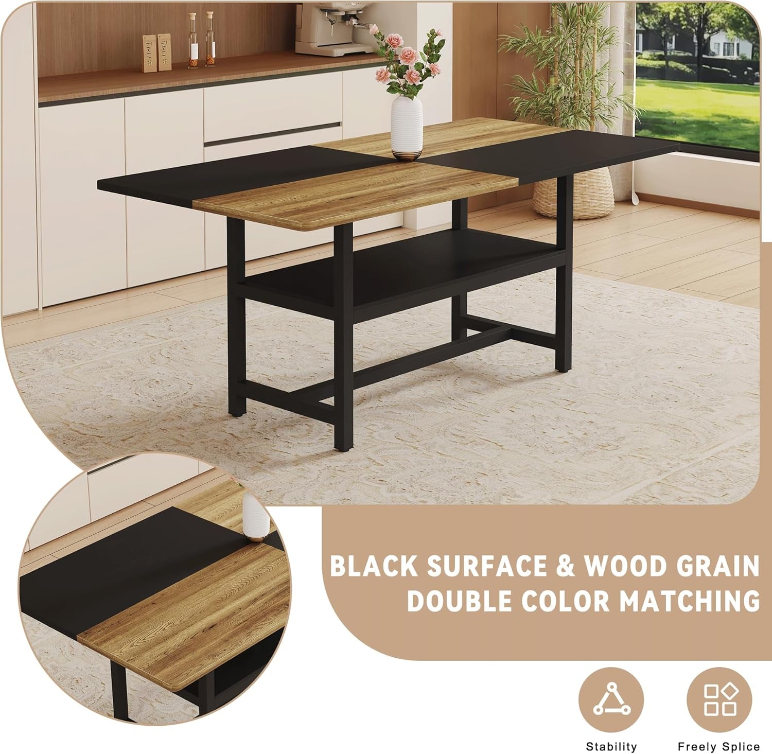 71 Inch Weathered Brown Premium Rustic Dining Table Set