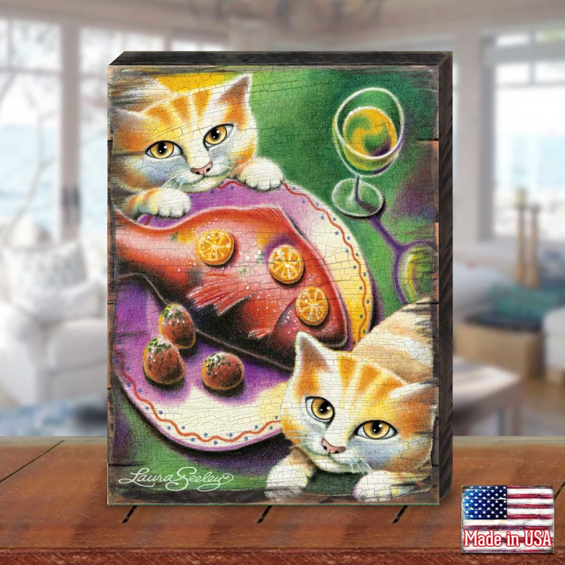 Chardonnay Wooden Wall Art by Laura Seeley | Pets Dog and Cats Décor - 8512111B-1