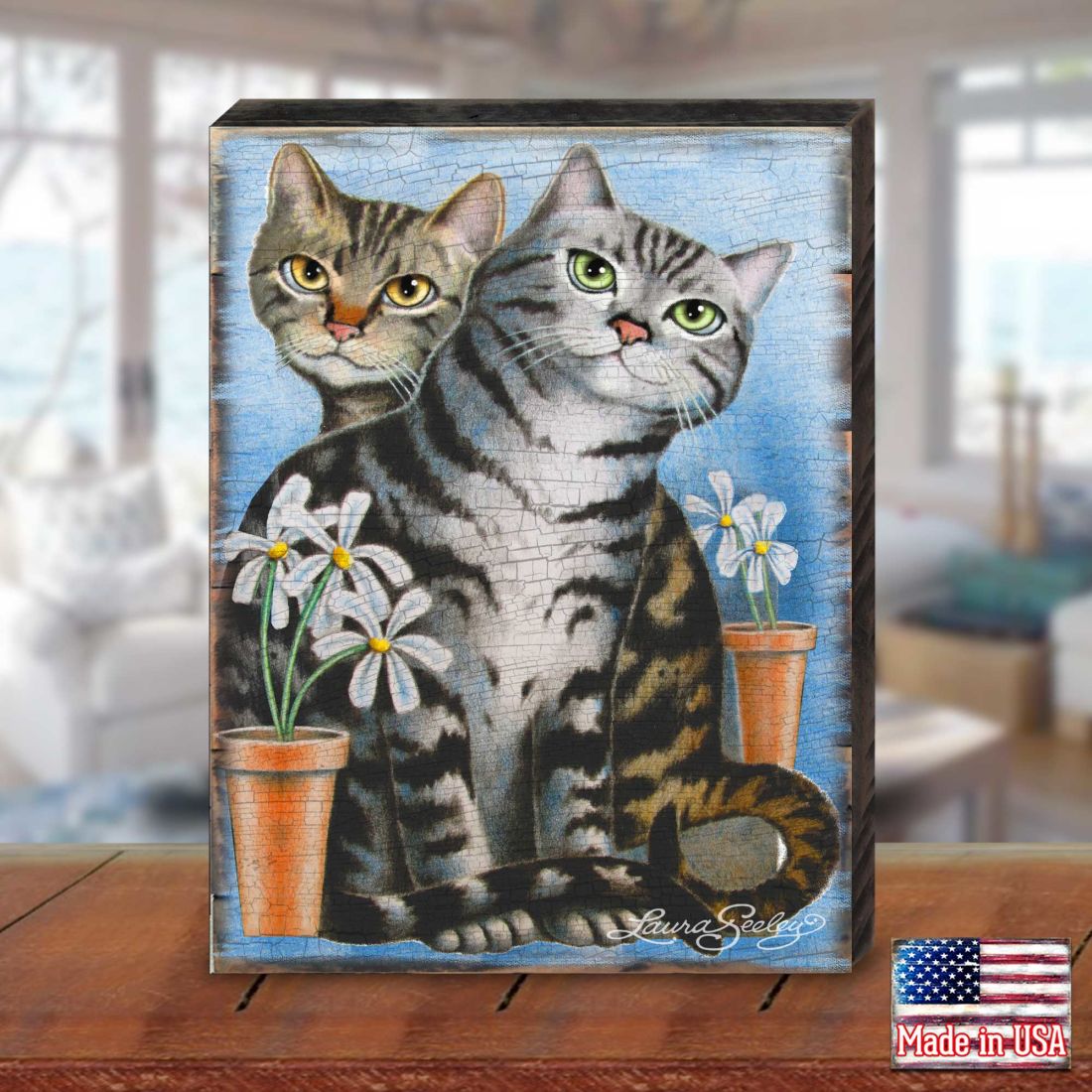 Kitty Cats Treat Wooden Wall Art by Laura Seeley | Pets Dog and Cats Décor - 8512115B-1