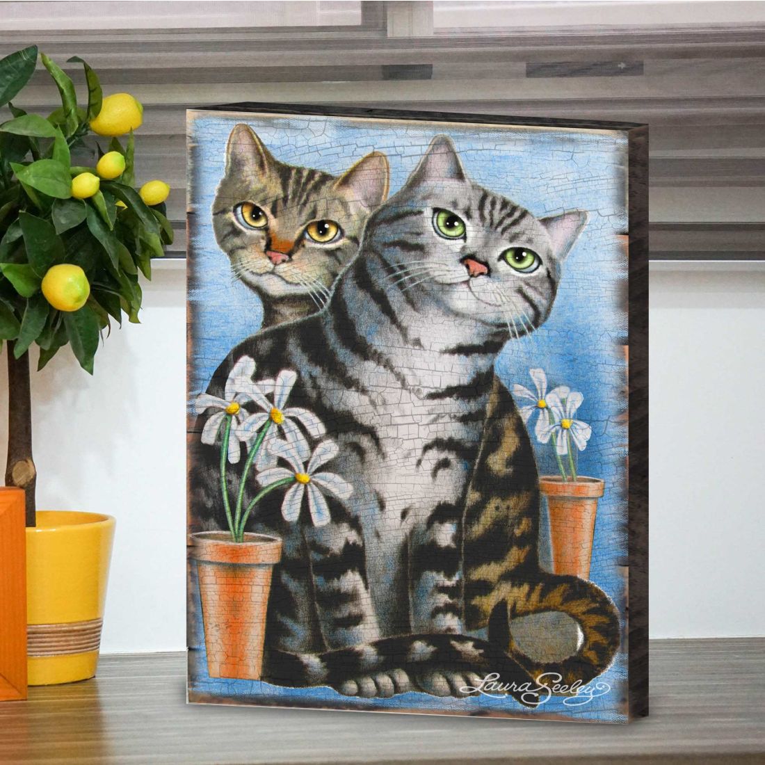 Kitty Cats Treat Wooden Wall Art by Laura Seeley | Pets Dog and Cats Décor - 8512115B-2