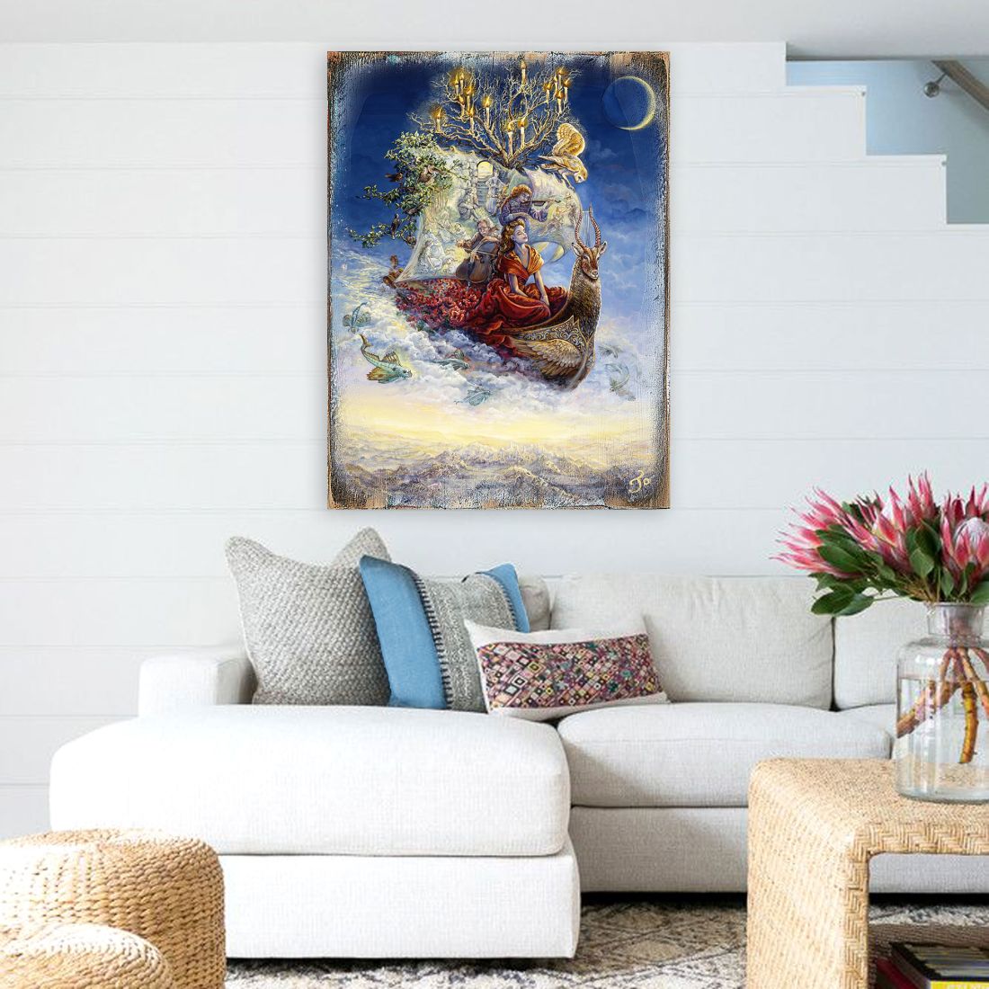 Ship of Dreams Fantasy Wooden Wall Art by Josephine Wall | Fantasy Décor - 852137-JW-0