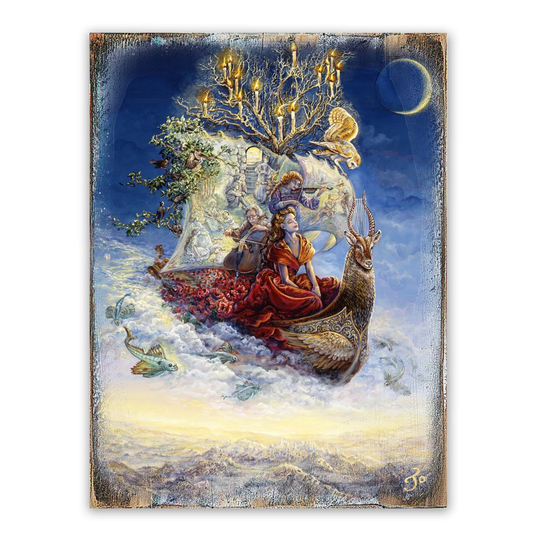 Ship of Dreams Fantasy Wooden Wall Art by Josephine Wall | Fantasy Décor - 852137-JW-1