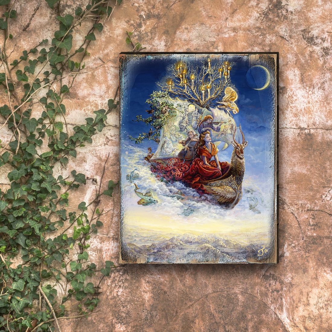 Ship of Dreams Fantasy Wooden Wall Art by Josephine Wall | Fantasy Décor - 852137-JW-2