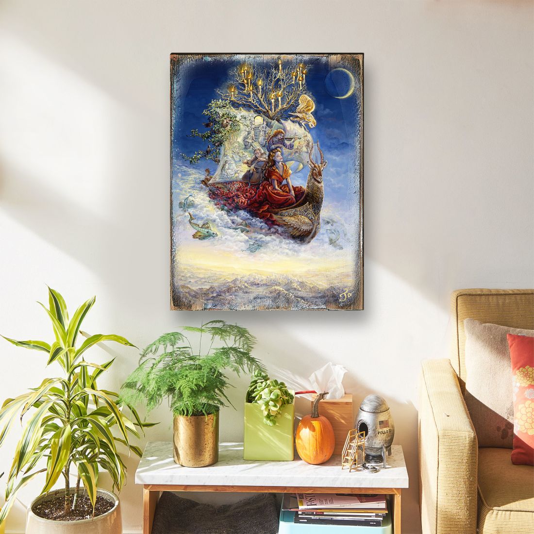 Ship of Dreams Fantasy Wooden Wall Art by Josephine Wall | Fantasy Décor - 852137-JW-4