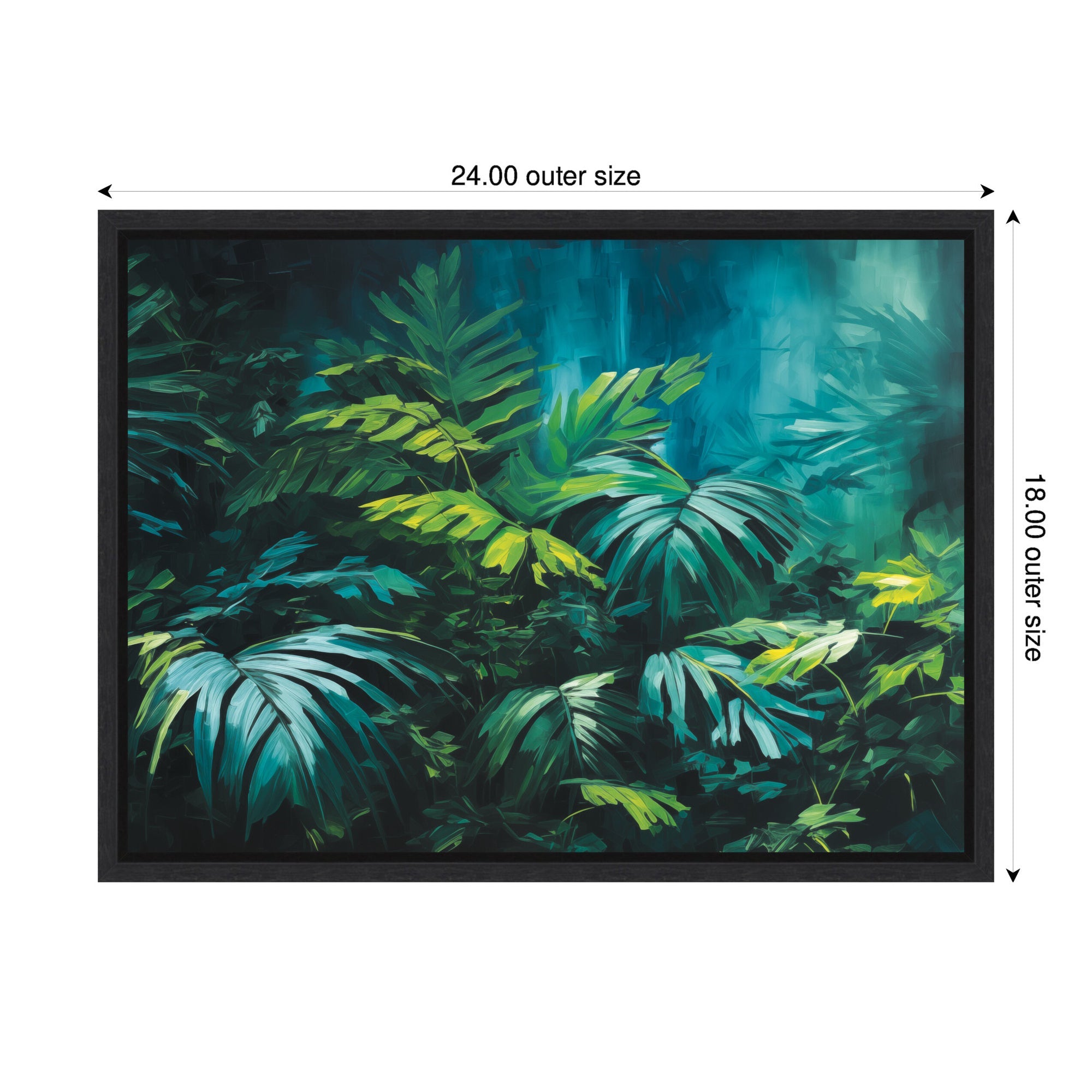 Sylvie Midnight Tropics Lush Landscape Framed Canvas by The Creative Bunch Studio