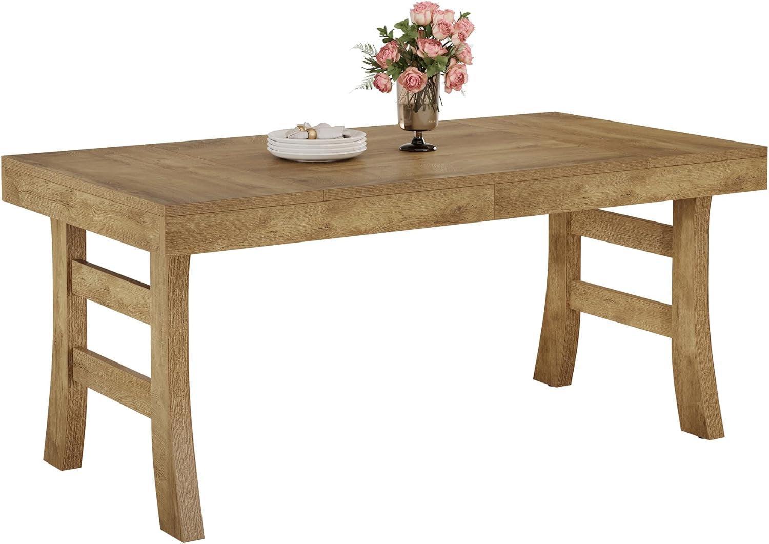 63 Inch Farmhouse Rectangular Wood Dining Table Kitchen
