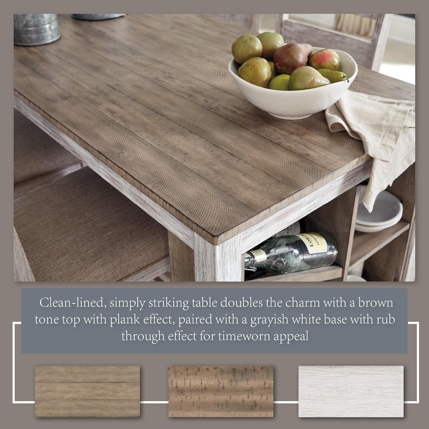 Whitewash Counter Height Dining Set With Barstools