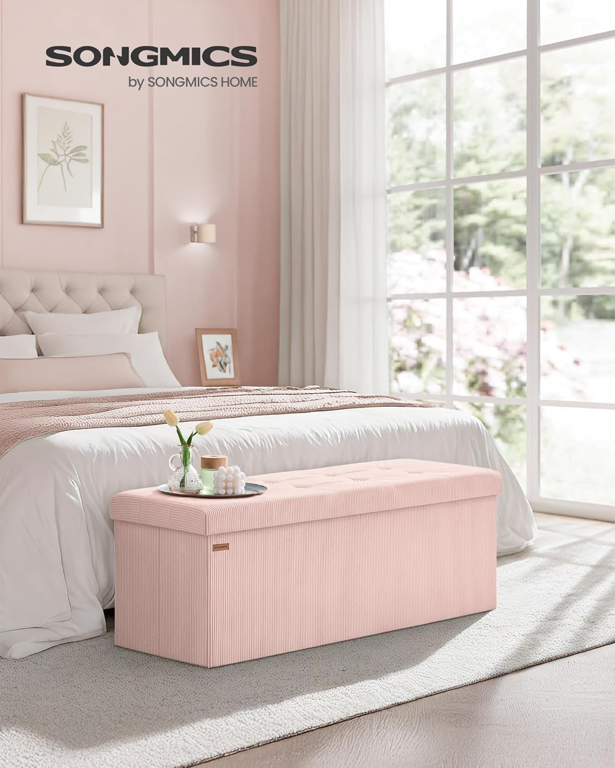 Jelly Pink Foldaway Underbed Storage Ottoman Bench