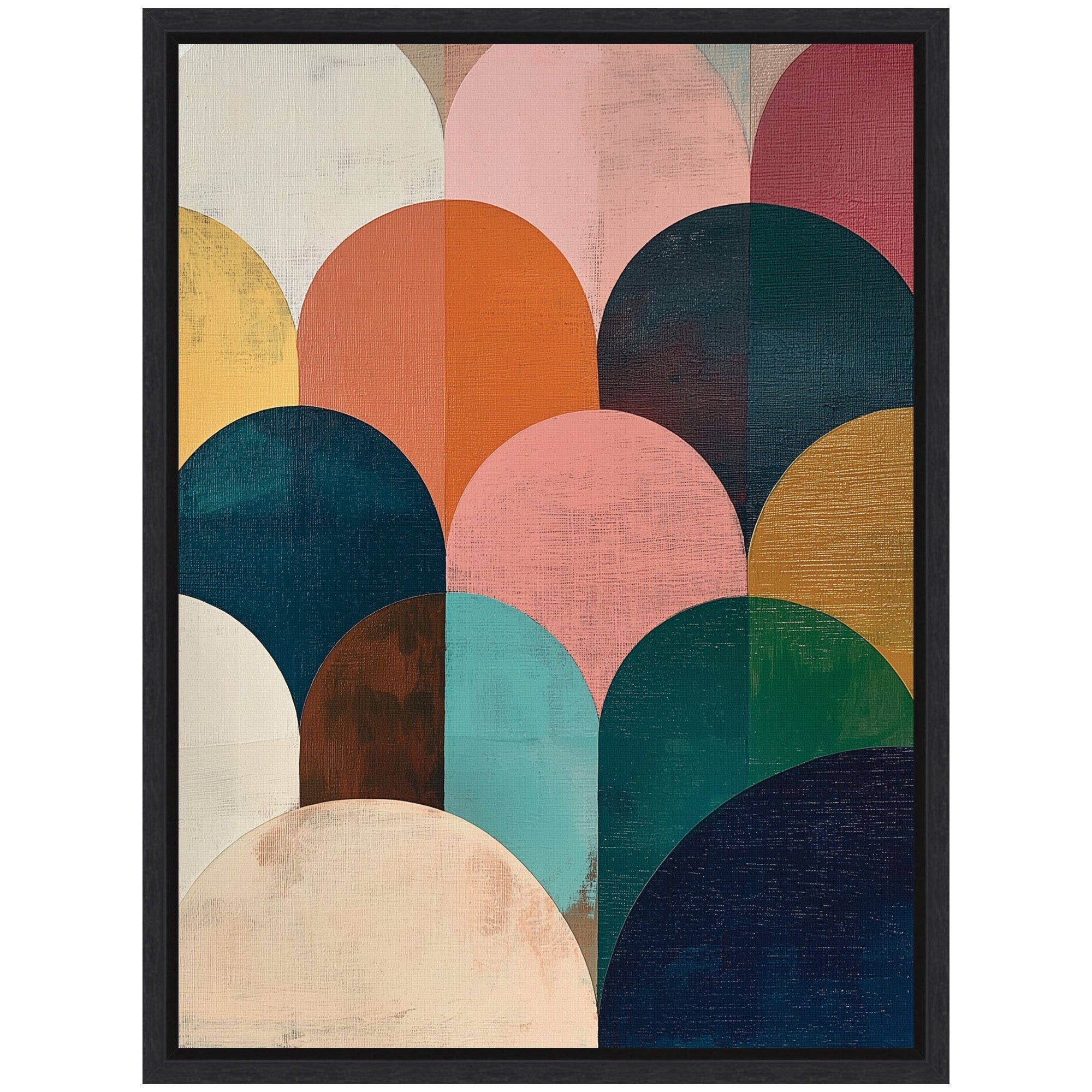 Sylvie Minimalist Geometric Abstract Jewel Tone Framed Canvas by The Creative Bunch Studio