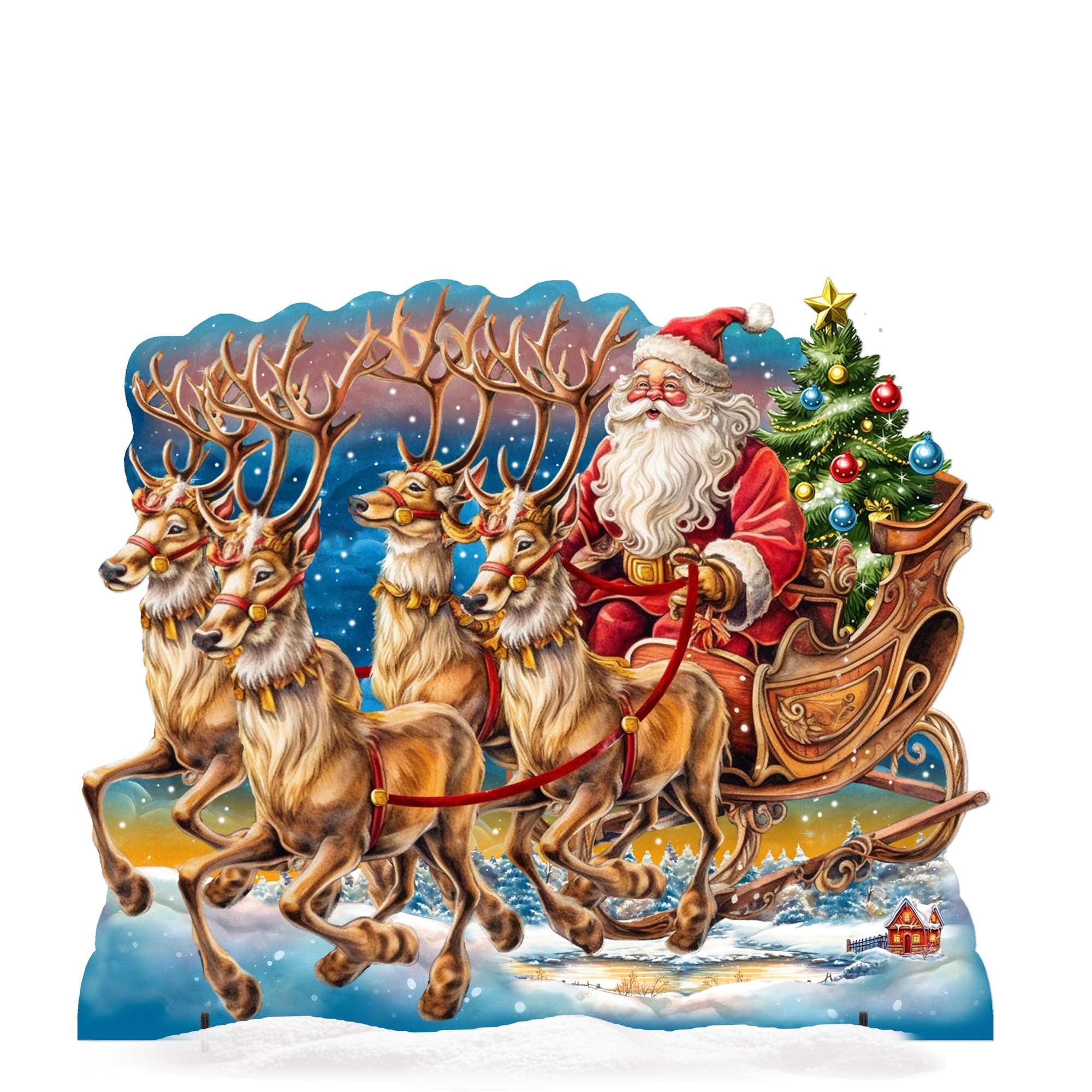 Santa in Sleigh Outdoor Decor by G. Debrekht | Christmas Santa Snowman Décor - 8611037F-4