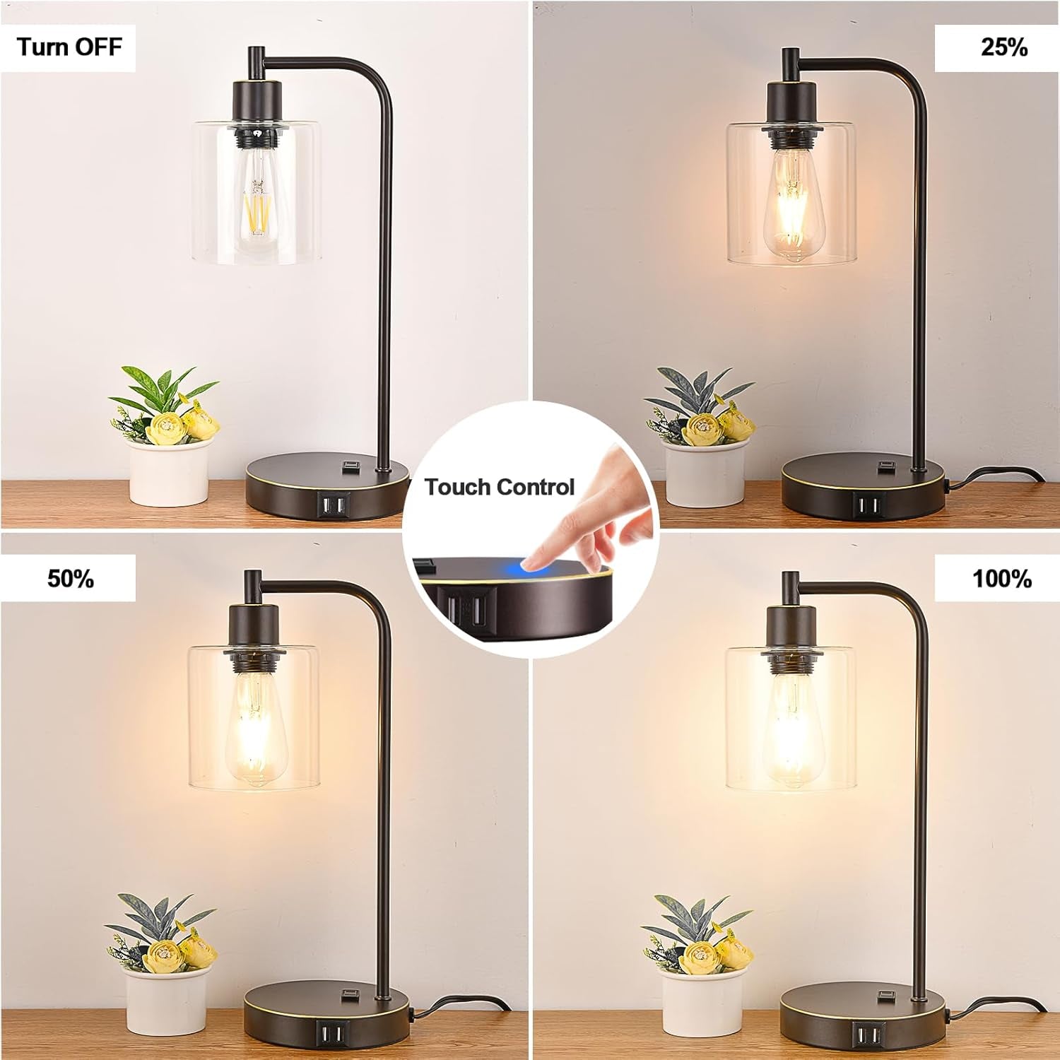 Industrial Touch Table Lamps Set Of 2 Oil Rubbed Bronze