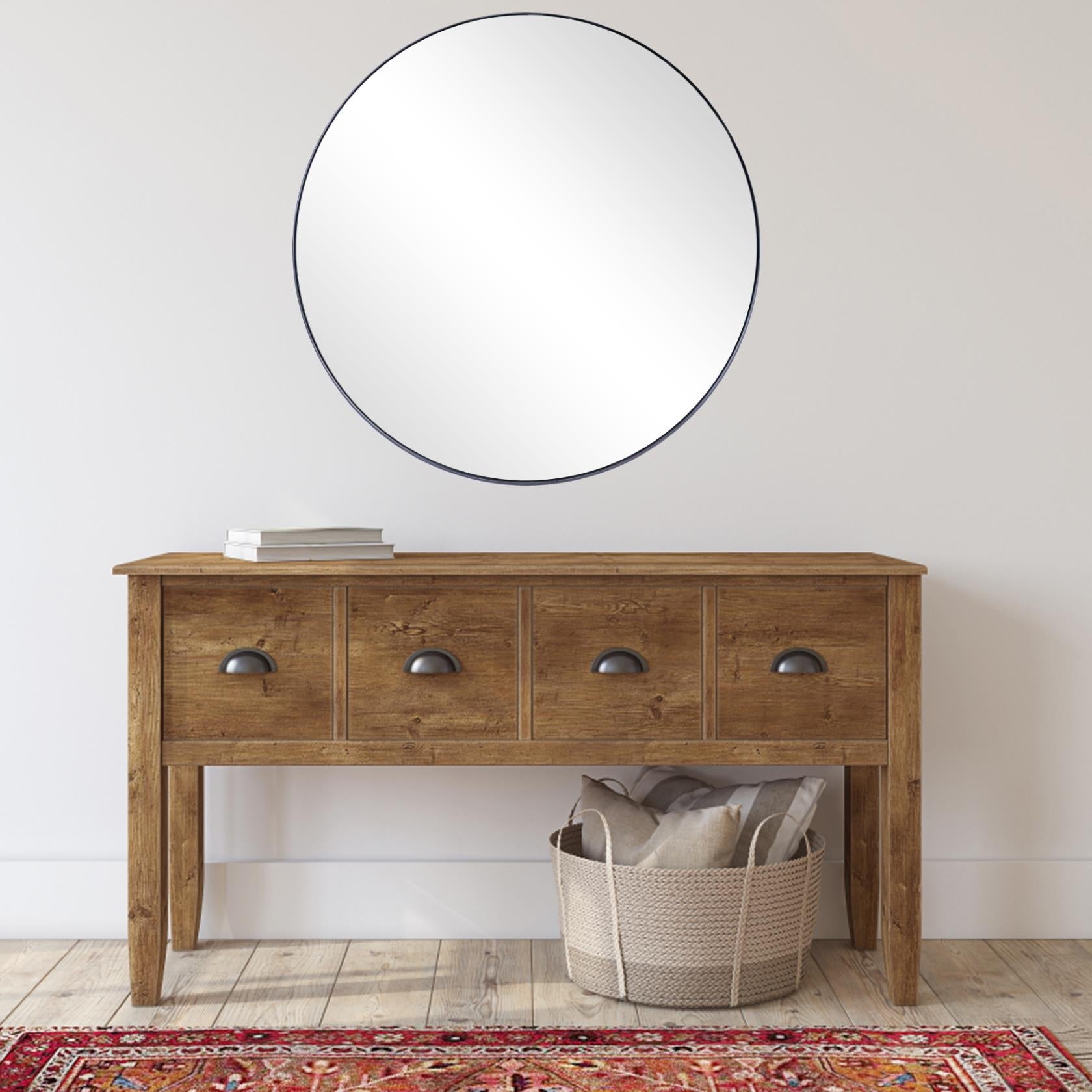 Round Metal Frame Mirror-0